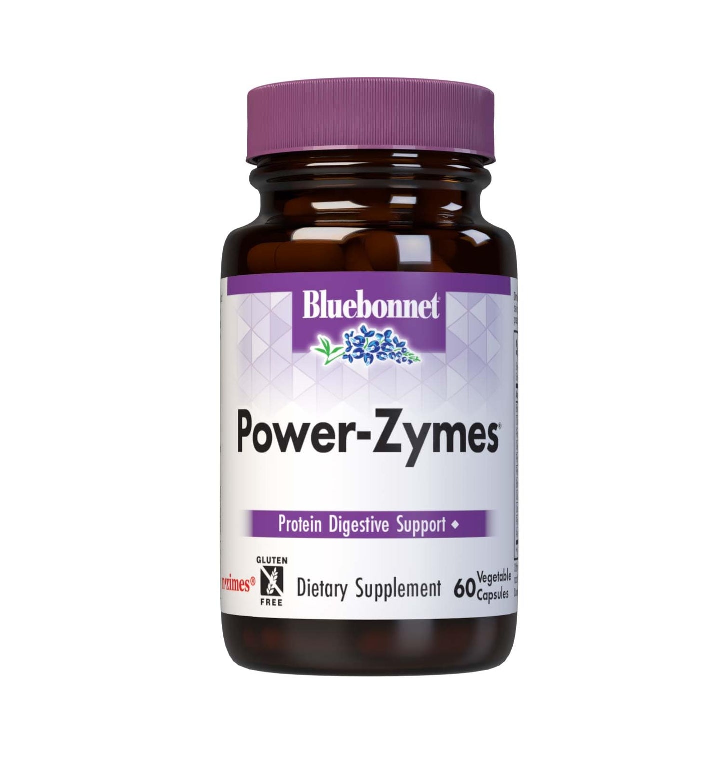 Bluebonnet Nutrition Power-Zymes, Protein Digestive Support*, Soy-Free, Gluten-Free, Dairy-Free, 60 Vegetable Capsules, 60 Servings