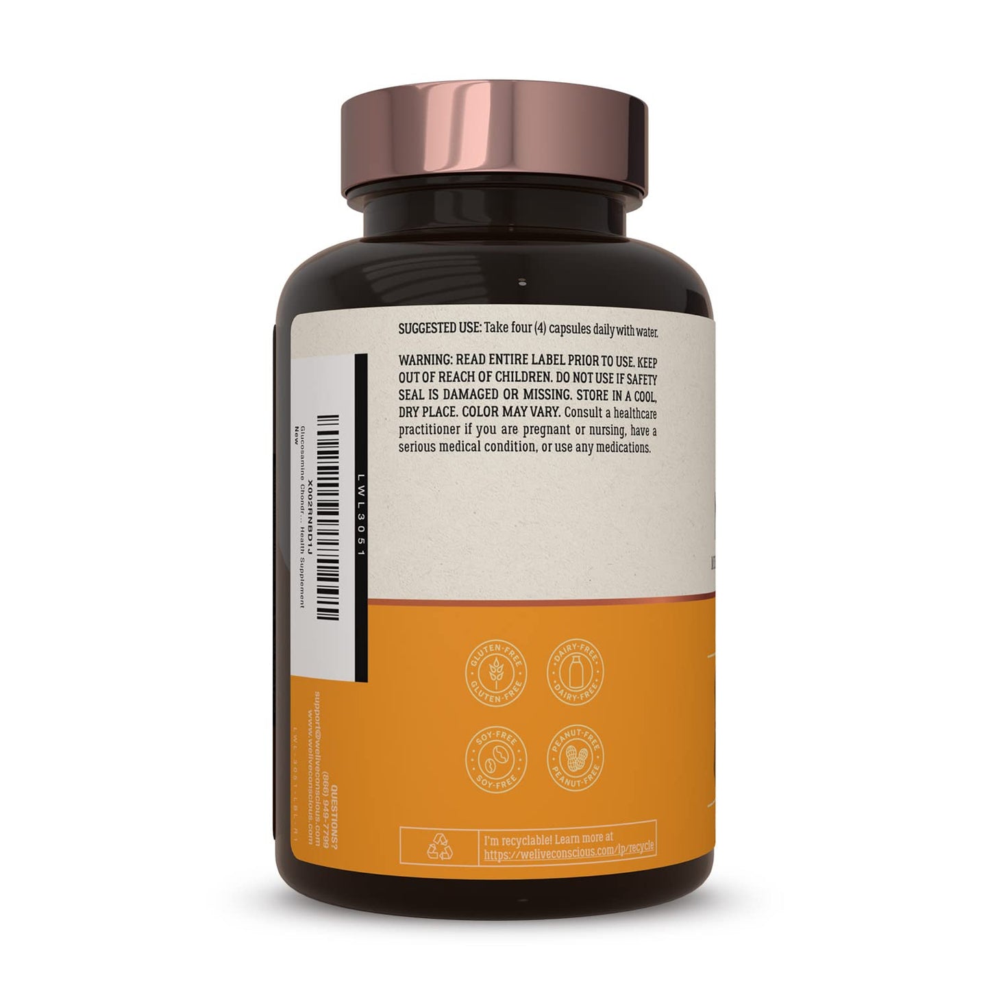 Live Conscious Glucosamine Chondroitin with MSM, Hyaluronic Acid, and More - MoveWell Joint Health Supplement