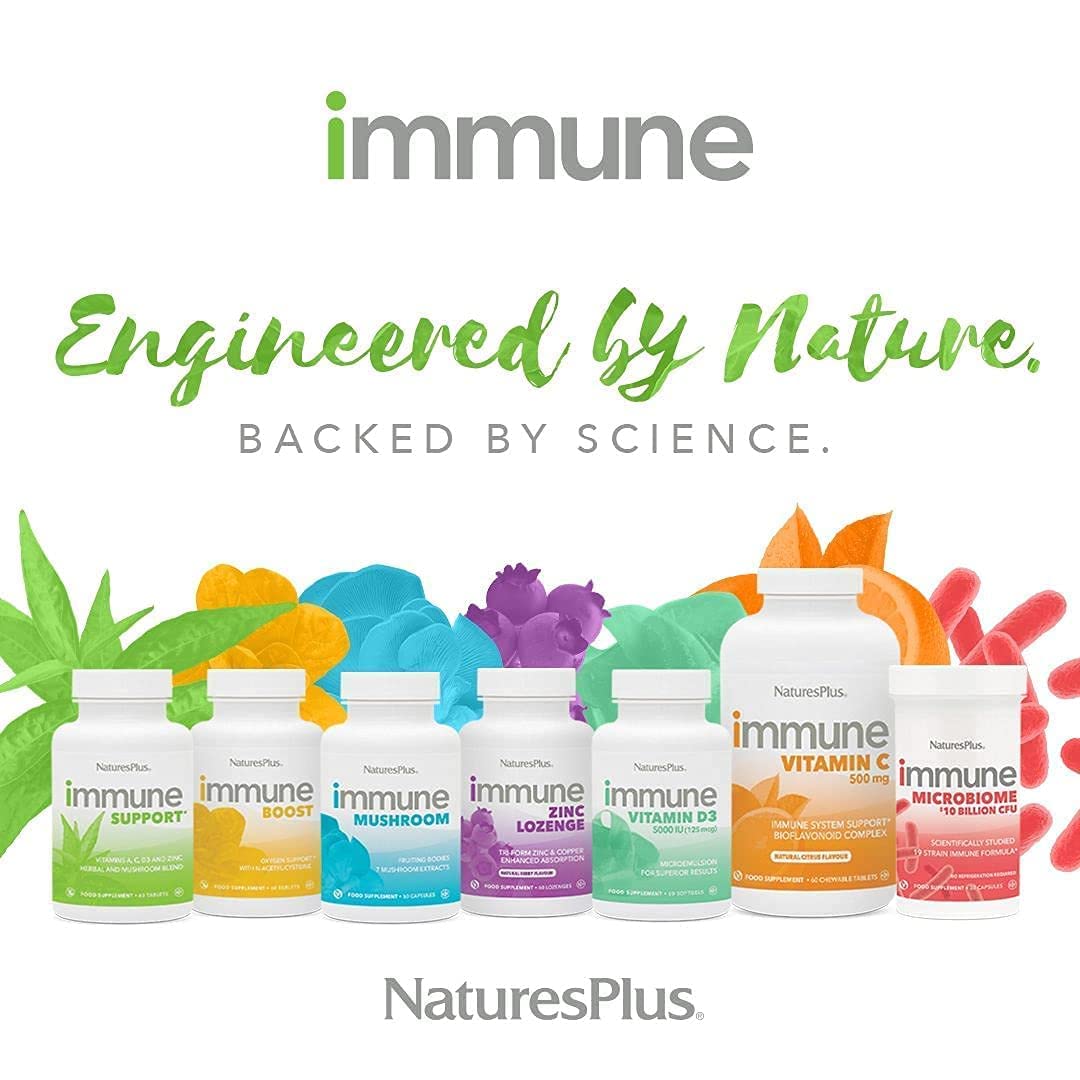 Natures Plus Immune Probiotic - 30 Capsules - 10 Billion CFU - Respiratory & Gut Health, Immune Support - with Prebiotic Fiber - Non-GMO, Vegan, Gluten Free - 30 Servings