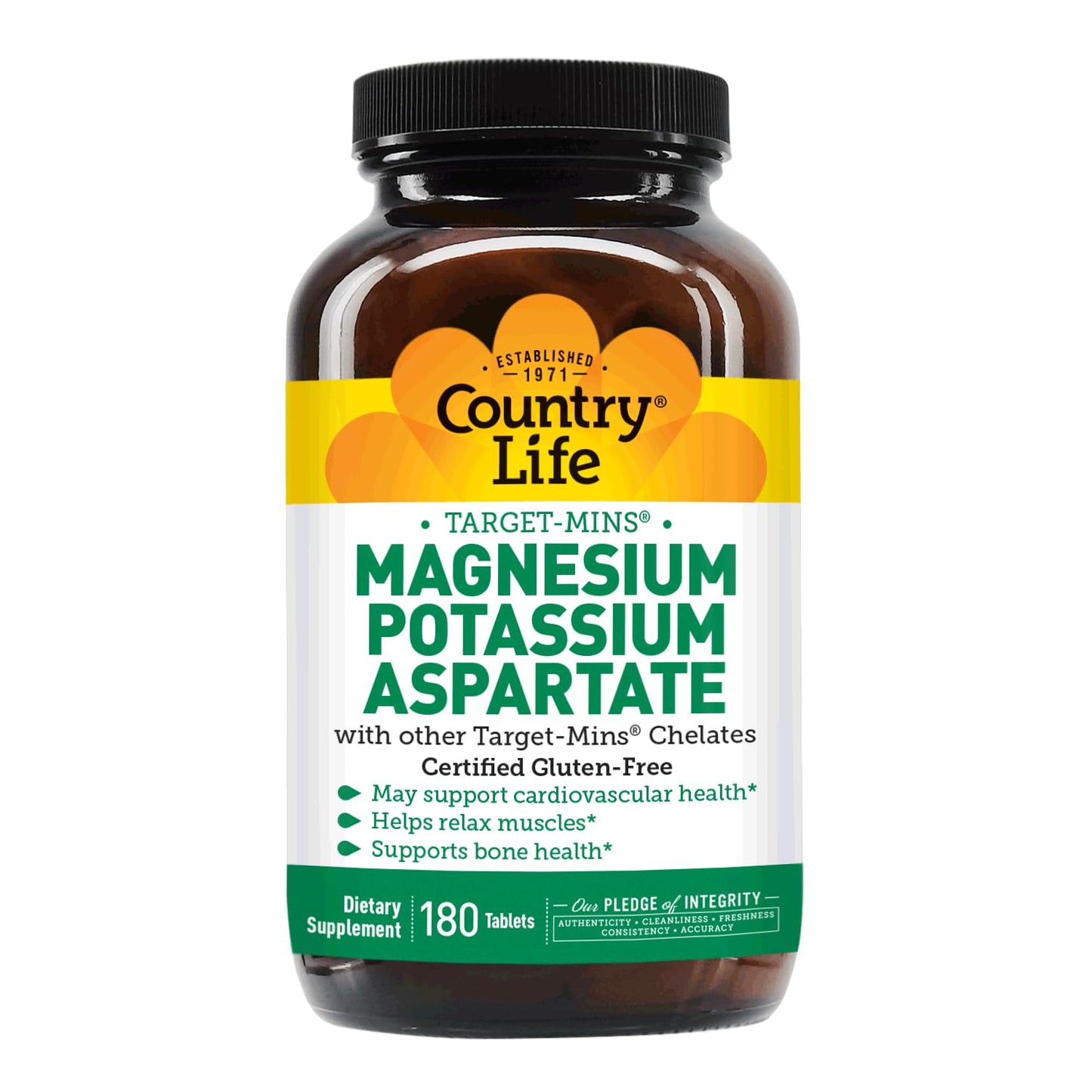 Pre-Order | Arrives in 5–10 Days – Country Life Magnesium and Potassium Supplement for Heart Health, Cardiovascular Support, Immune System and Bone Health, Gluten-Free