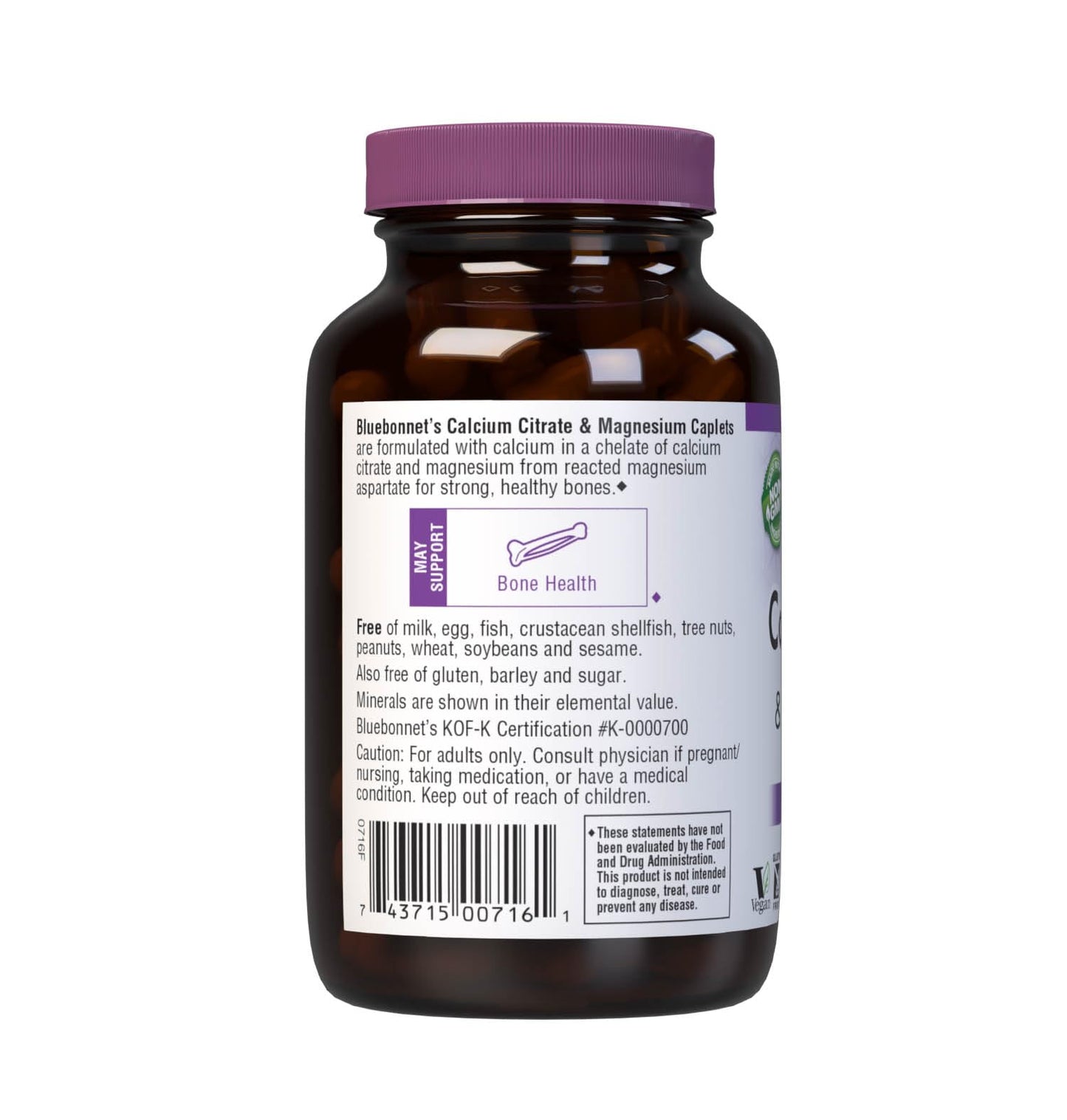 BlueBonnet Calcium Citrate Plus Magnesium Caplets, 90 Count