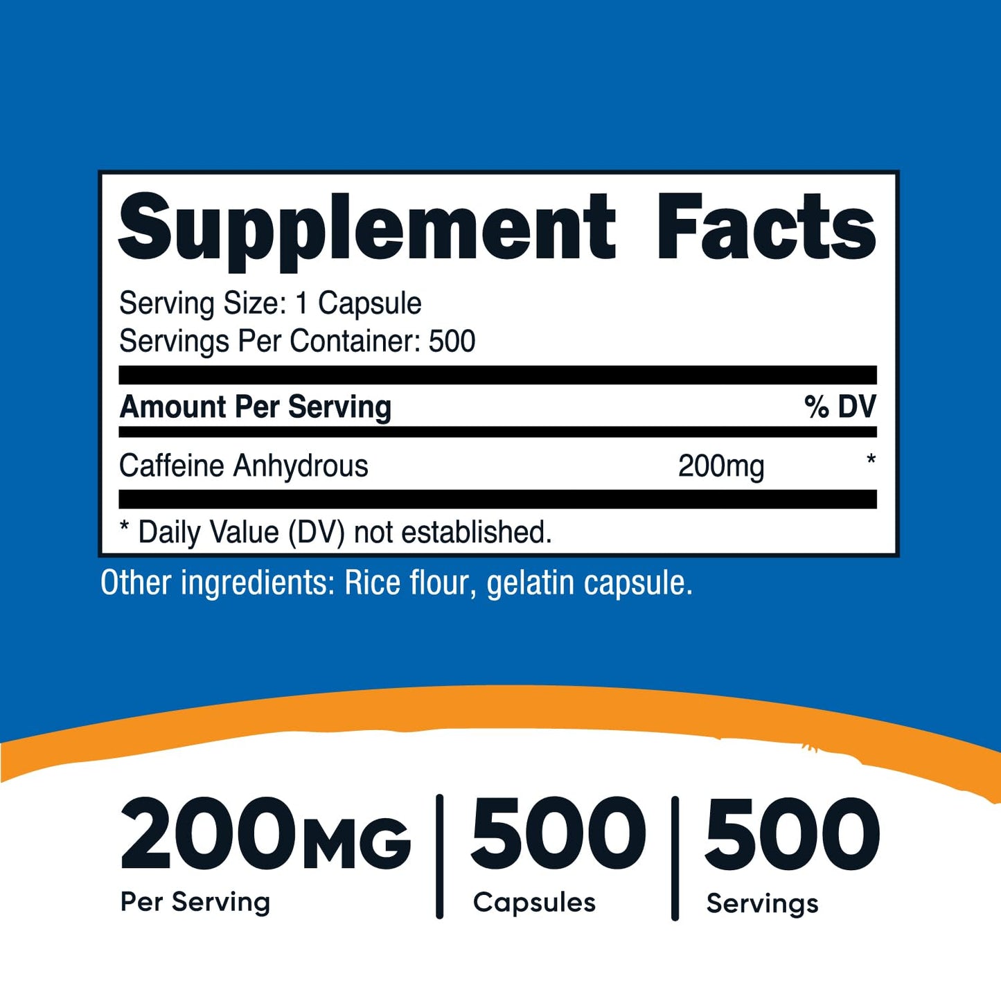 Nutricost Caffeine Pills, 200mg Per Serving (500 Caps)