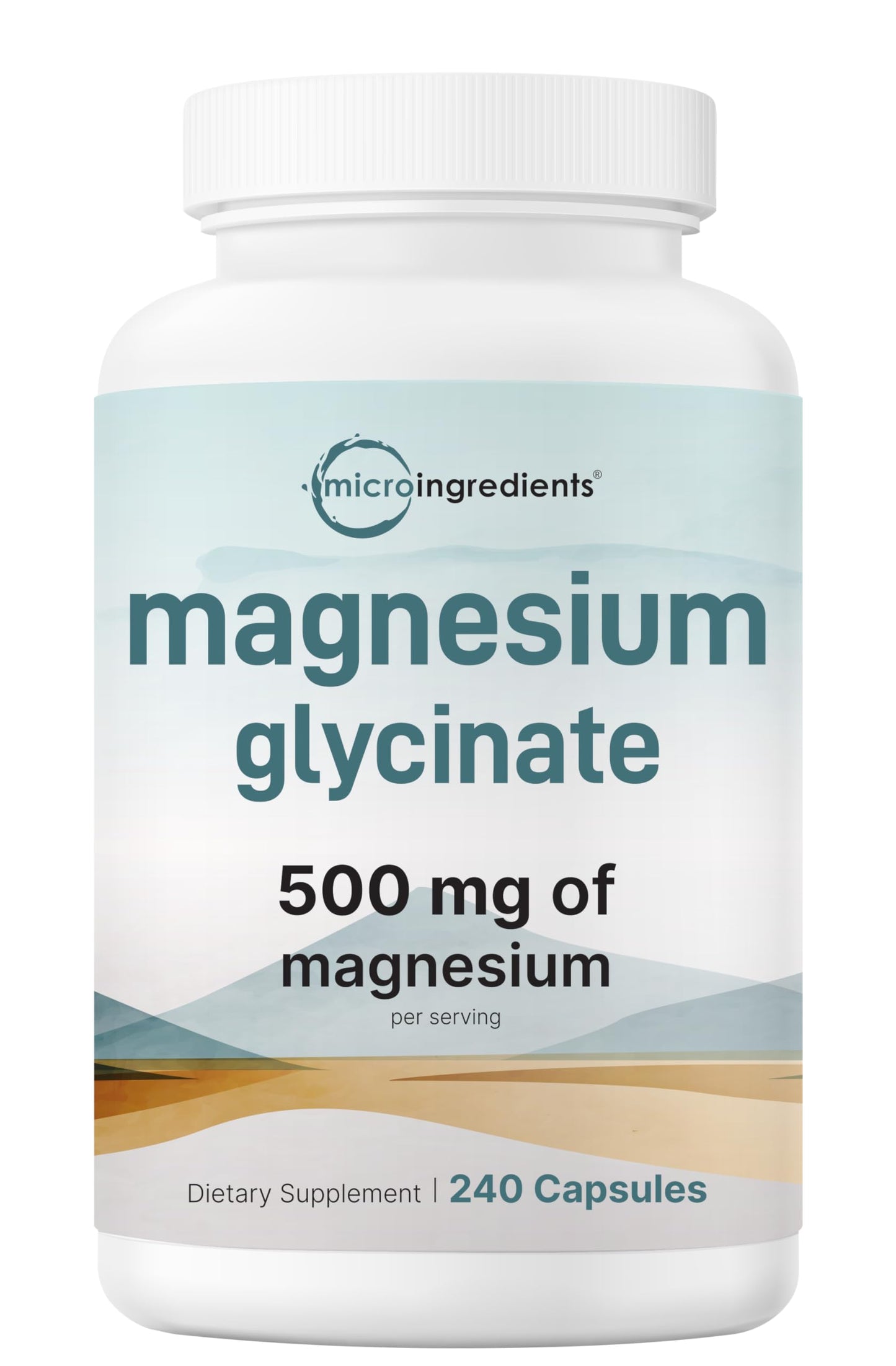 Magnesium Glycinate 500mg Per Serving, 240 Capsules | Potent Elemental Form, 100% Chelated, High Absorption | Healthy Muscle, Bones, & Mood Support Supplement | Non-GMO