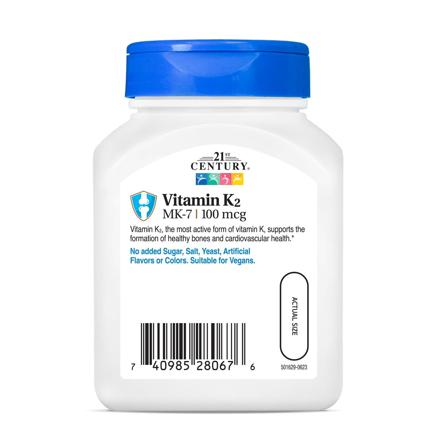Pre-Order | Arrives in 5–10 Days – 21st Century Healthcare Vitamin K2 (MK-7) 100 mg Vegetarian Capsules, 110 Count