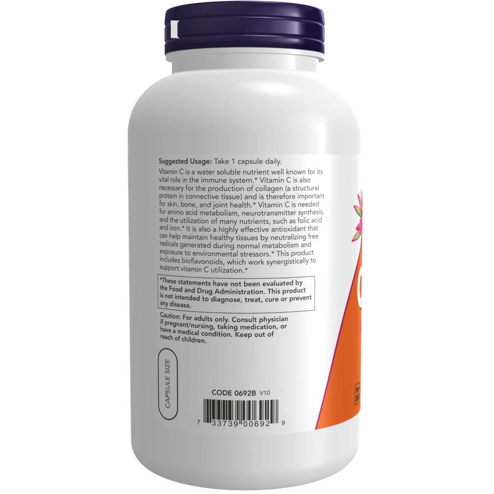 Pre-Order | Arrives in 5–10 Days – Now Supplements, Vitamin C-1,000 with 100 mg of Bioflavonoids, Antioxidant Protection*, 250 Veg Capsules (Pack of 2)