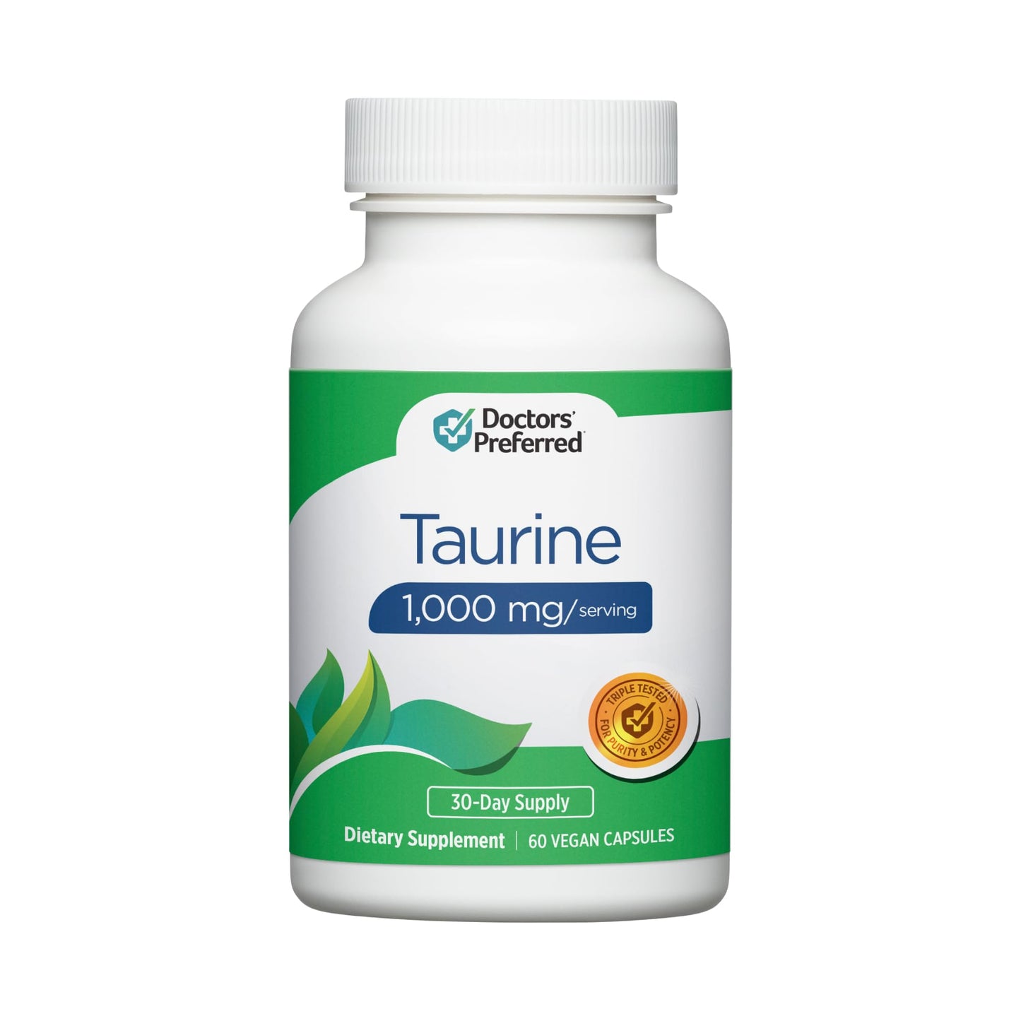 DOCTORS' PREFERRED Taurine Supplement - 1,000 mg/Serving | 60 Vegan Capsules