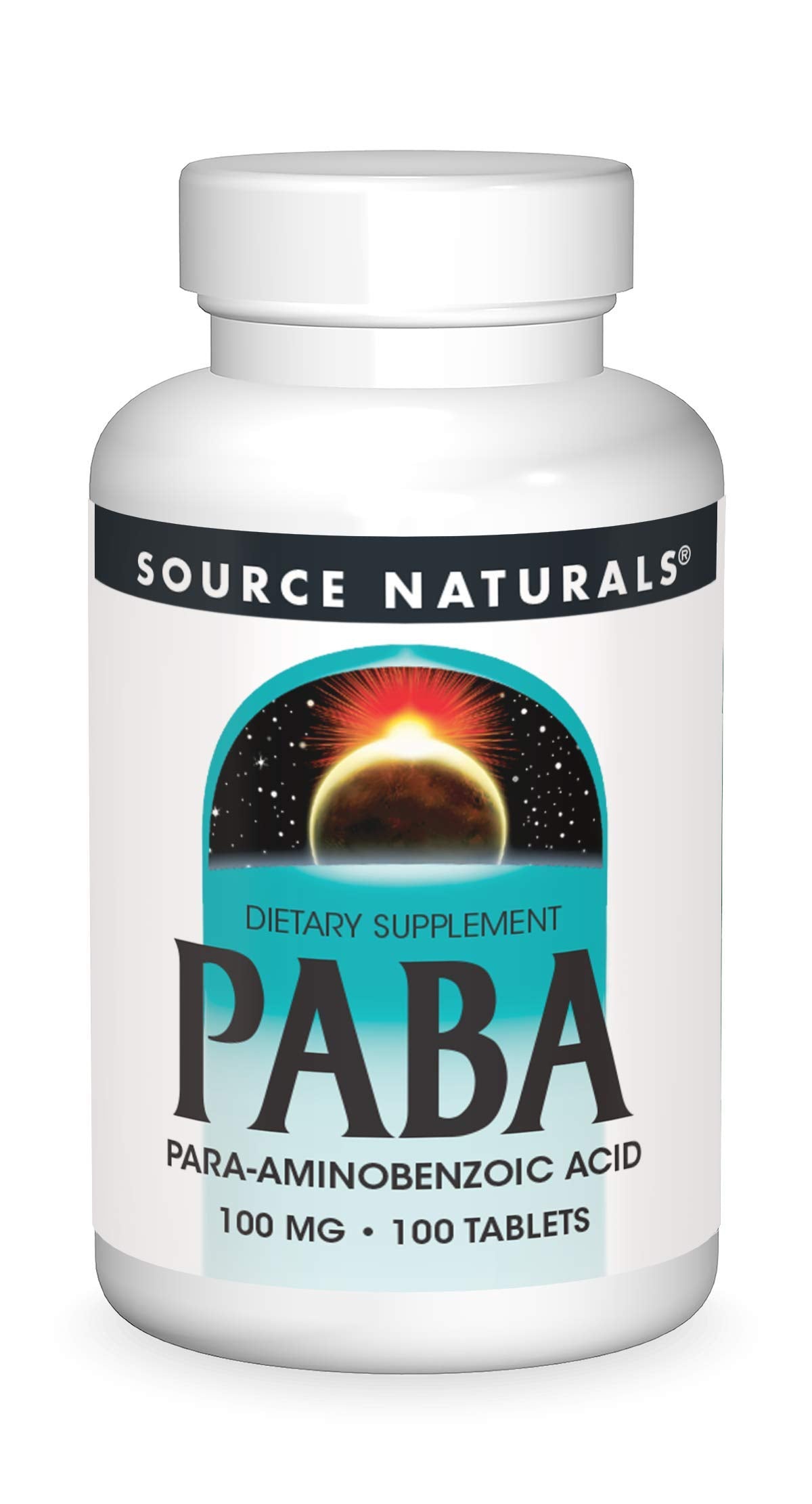 Pre-Order | Arrives in 5–10 Days – Source Naturals PABA - para-Amino Benzoic Acid, 100 mg Dietary Supplement - 100 Tablets