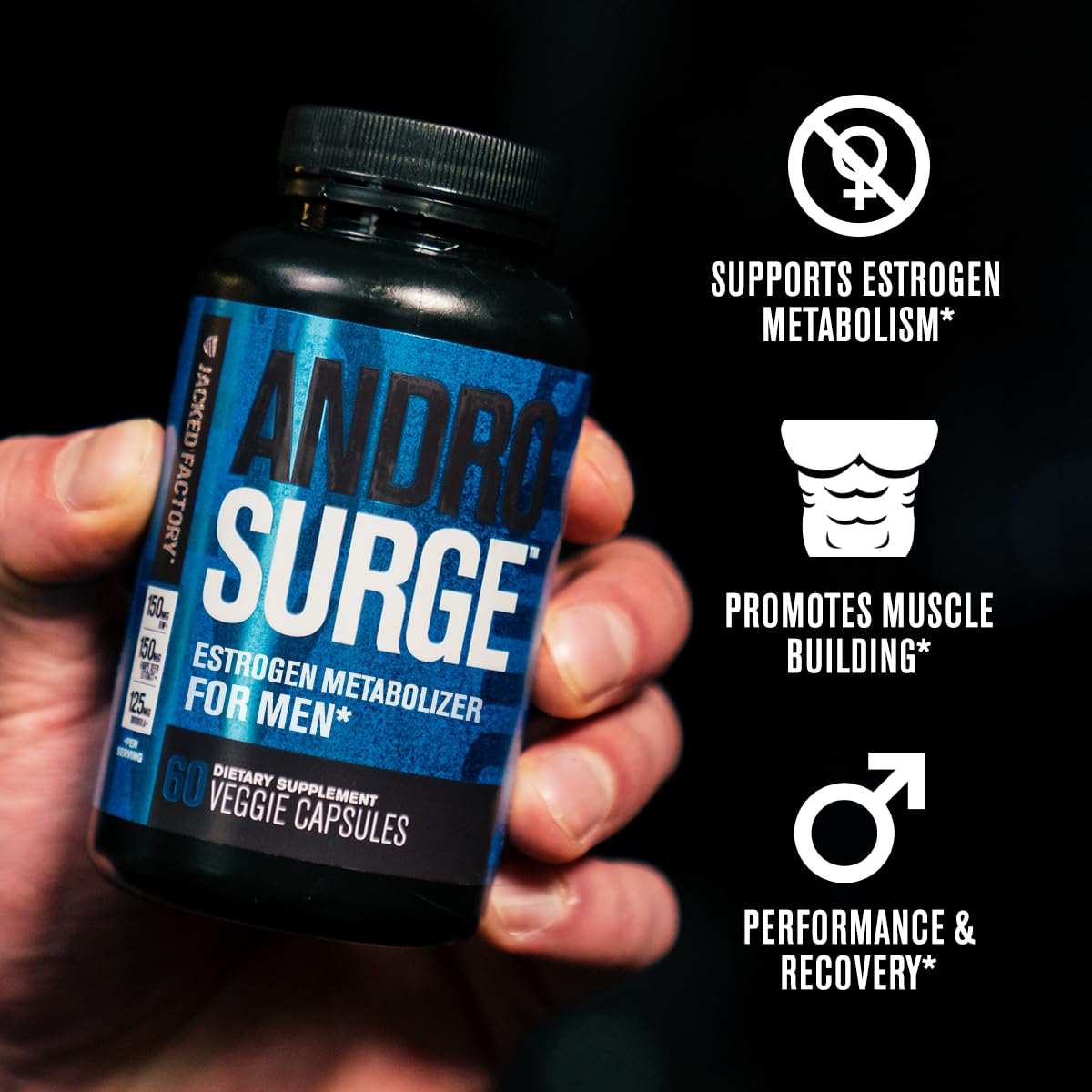 Jacked Factory Androsurge Estrogen Blocker & Testosterone Booster for Men (60 Capsules) & Build-XT Daily Muscle Builder & Performance Enhancer (60 Capsules)