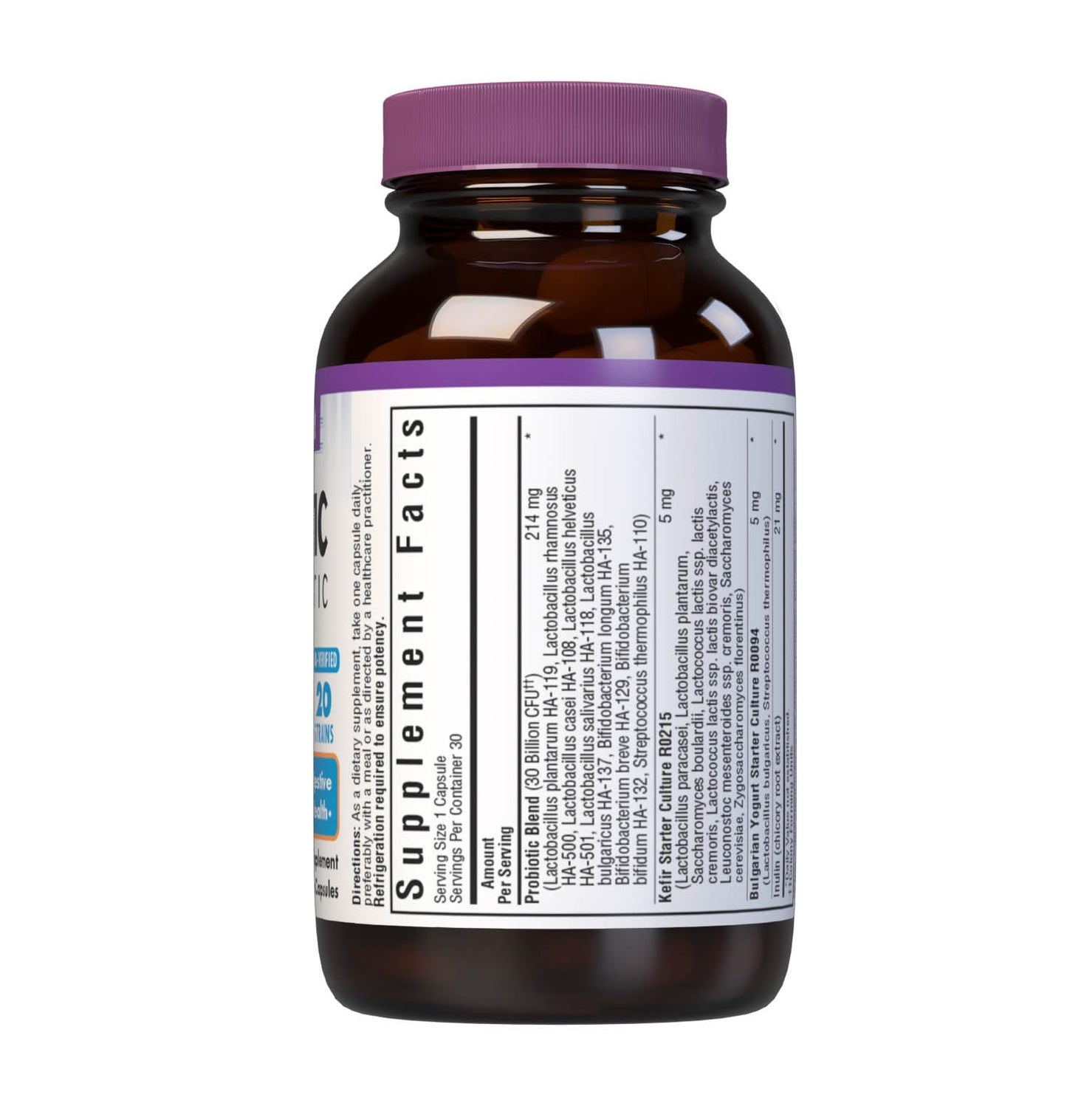 Bluebonnet Nutrition Probiotic and Prebiotic, 30 Billion CFU Per Serving, Supports Immune & Aids in Digestive Health, Gluten-Free, Non-GMO, 30 Count