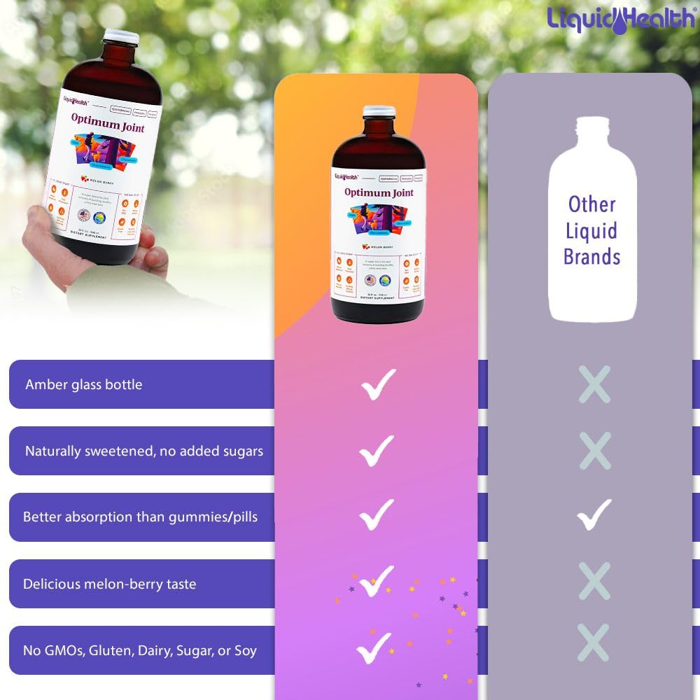 LIQUIDHEALTH Optimum Joint Glucosamine Chondroitin Supplement & Daily Multi Mineral Multivitamin Bundle for Men & Women - Sea Trace Minerals, Bone & Joint Health, Immune Support - Made in USA, Non-GMO