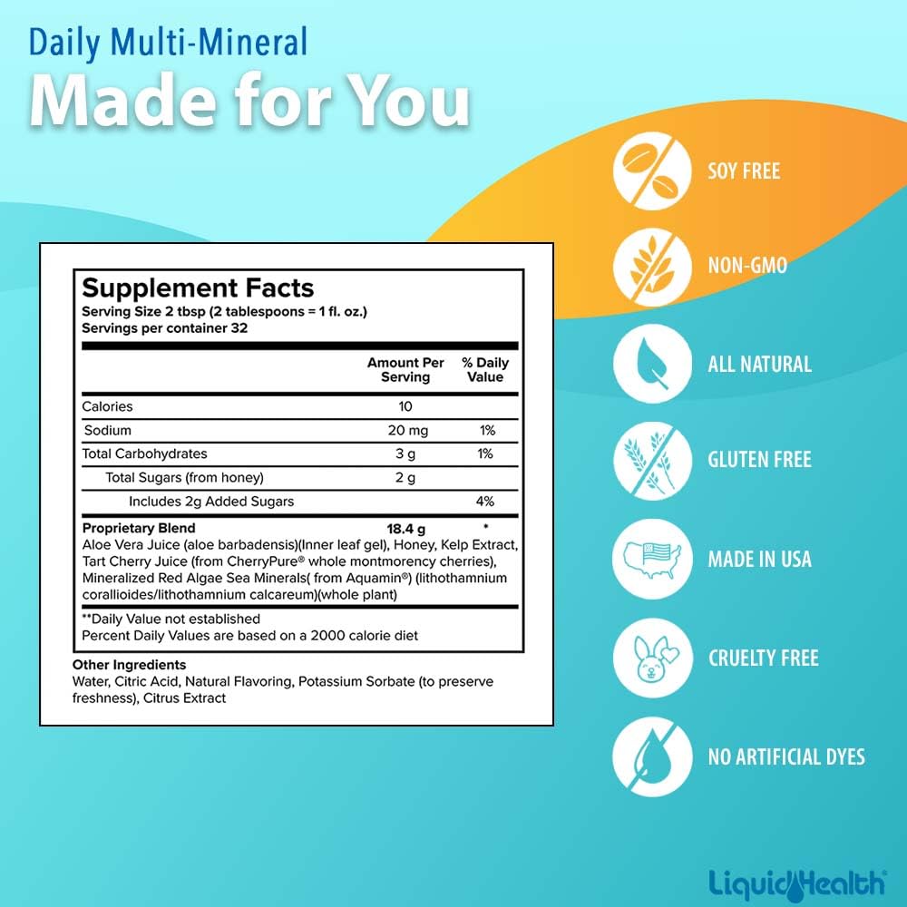 LIQUIDHEALTH Optimum Joint Glucosamine Chondroitin Supplement & Daily Multi Mineral Multivitamin Bundle for Men & Women - Sea Trace Minerals, Bone & Joint Health, Immune Support - Made in USA, Non-GMO