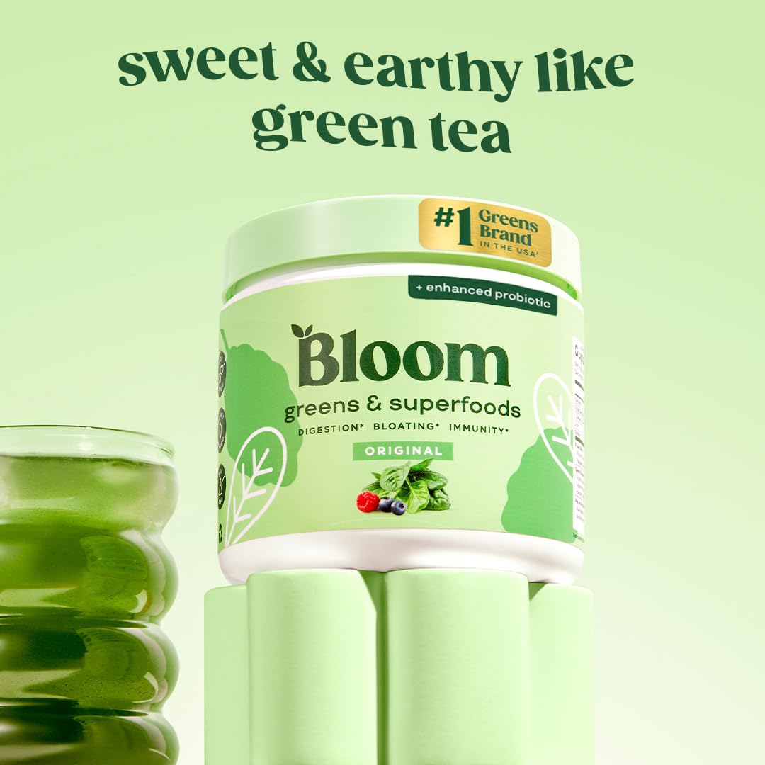 Pre-Order | Arrives in 5–10 Days –
Bloom Nutrition Superfood Greens Powder, Digestive Enzymes with Probiotics and Prebiotics, Gut Health, Bloating Relief for Women, Chlorella, Green Juice Mix with Beet Root Powder, 30 SVG, Original