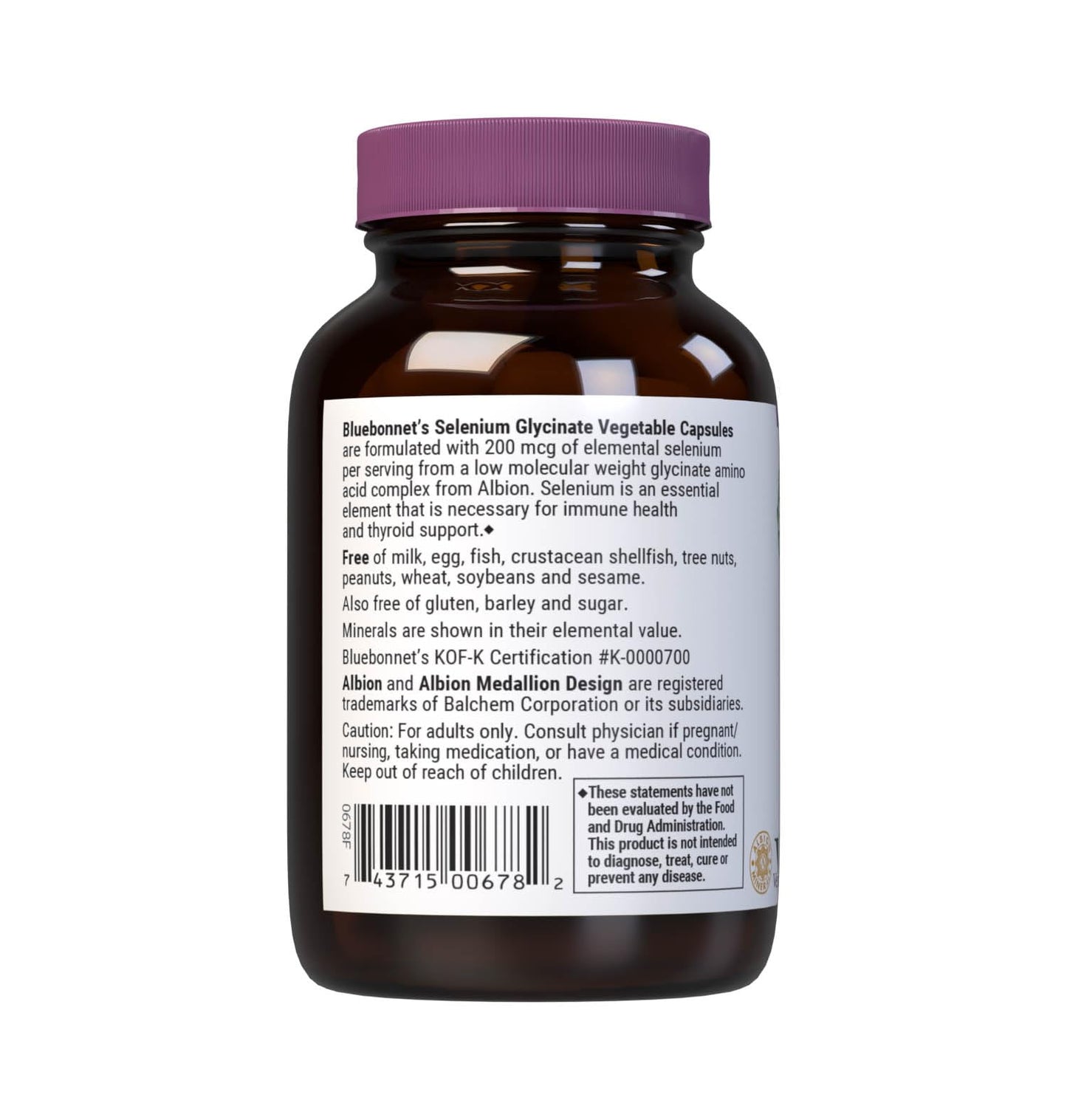 Pre-Order | Arrives in 5–10 Days – Bluebonnet Nutrition Albion Selenium Glycinate, Immune Health*, Thyroid Health*, Soy-Free, Gluten-Free, Non-GMO, Kosher Certified, Dairy-Free, Vegan, 90 Vegetable Capsules, 90 Servings