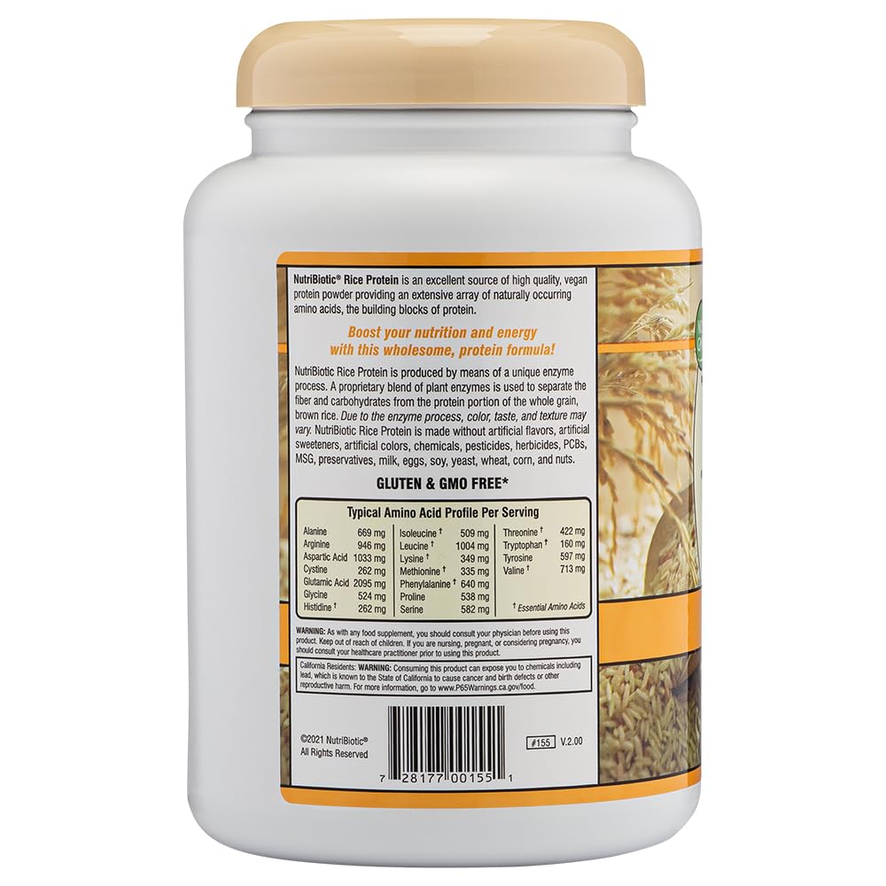NutriBiotic – Vanilla Rice Protein, 1 Lb 5 Oz (600g) | Low Carb, Keto-Friendly, Vegan, Raw Protein Powder | Grown & Processed Without Chemicals, GMOs or Gluten | Easy to Digest & Nutrient-Rich
