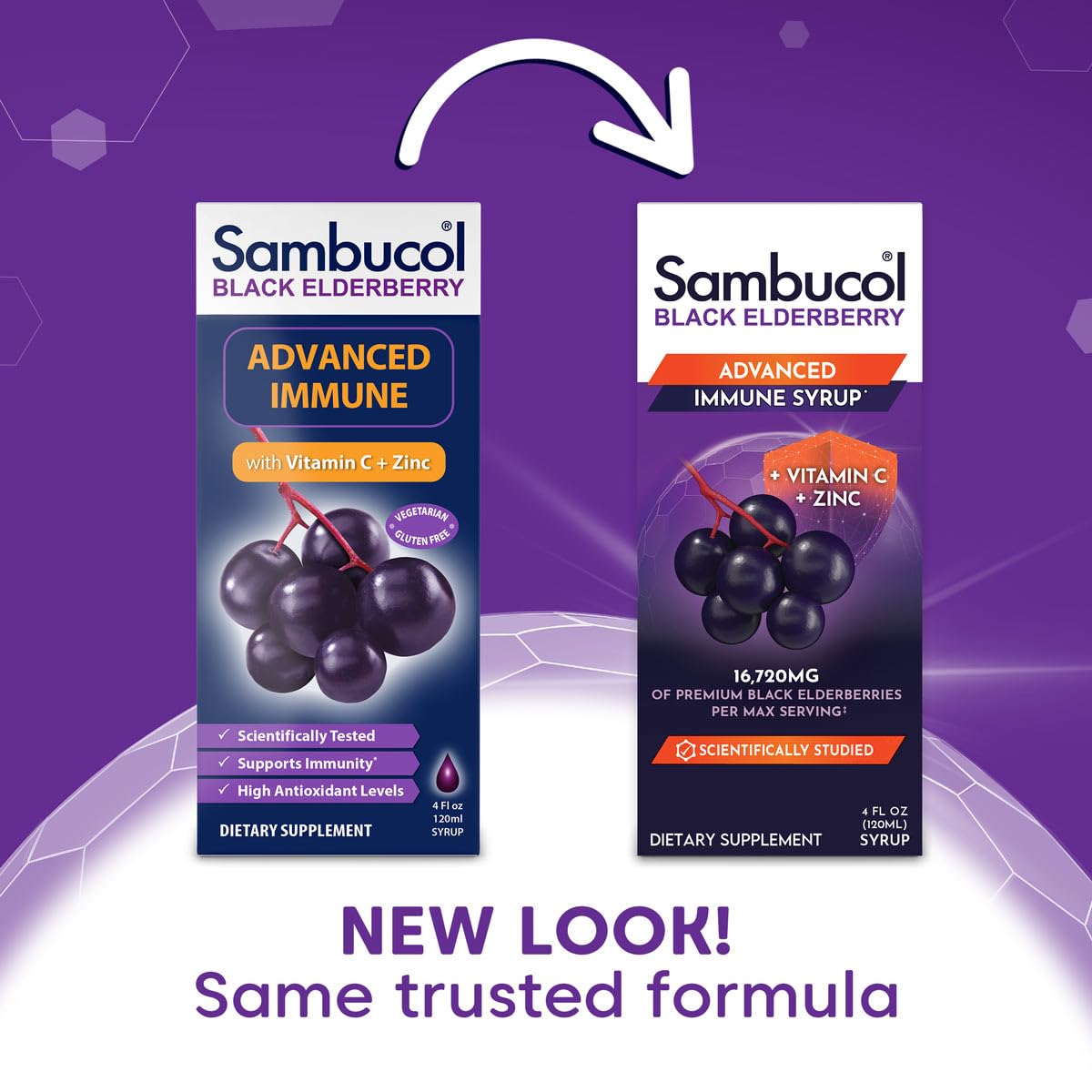 Sambucol Advanced Black Elderberry Syrup - Elderberry with Zinc and Vitamin C for Adults, Sambucus Elderberry Syrup, Elderberry Liquid - 4 Fl Oz