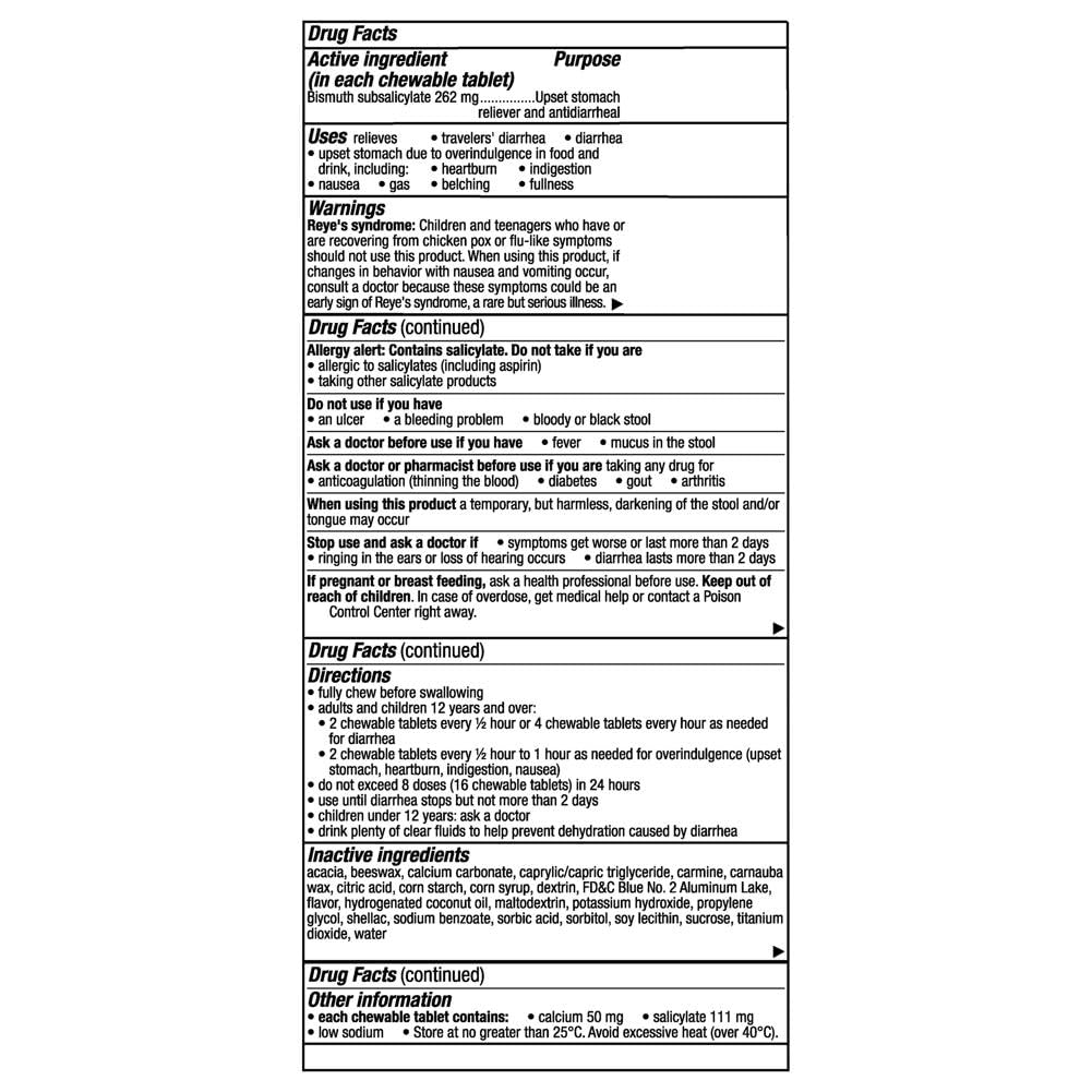 Pepto Bismol Chews, Fast and Effective Digestive Relief from Nausea, Heartburn, Indigestion, Upset Stomach, Diarrhea, Berry Mint Flavor, 72 Total (3 Packs of 24)