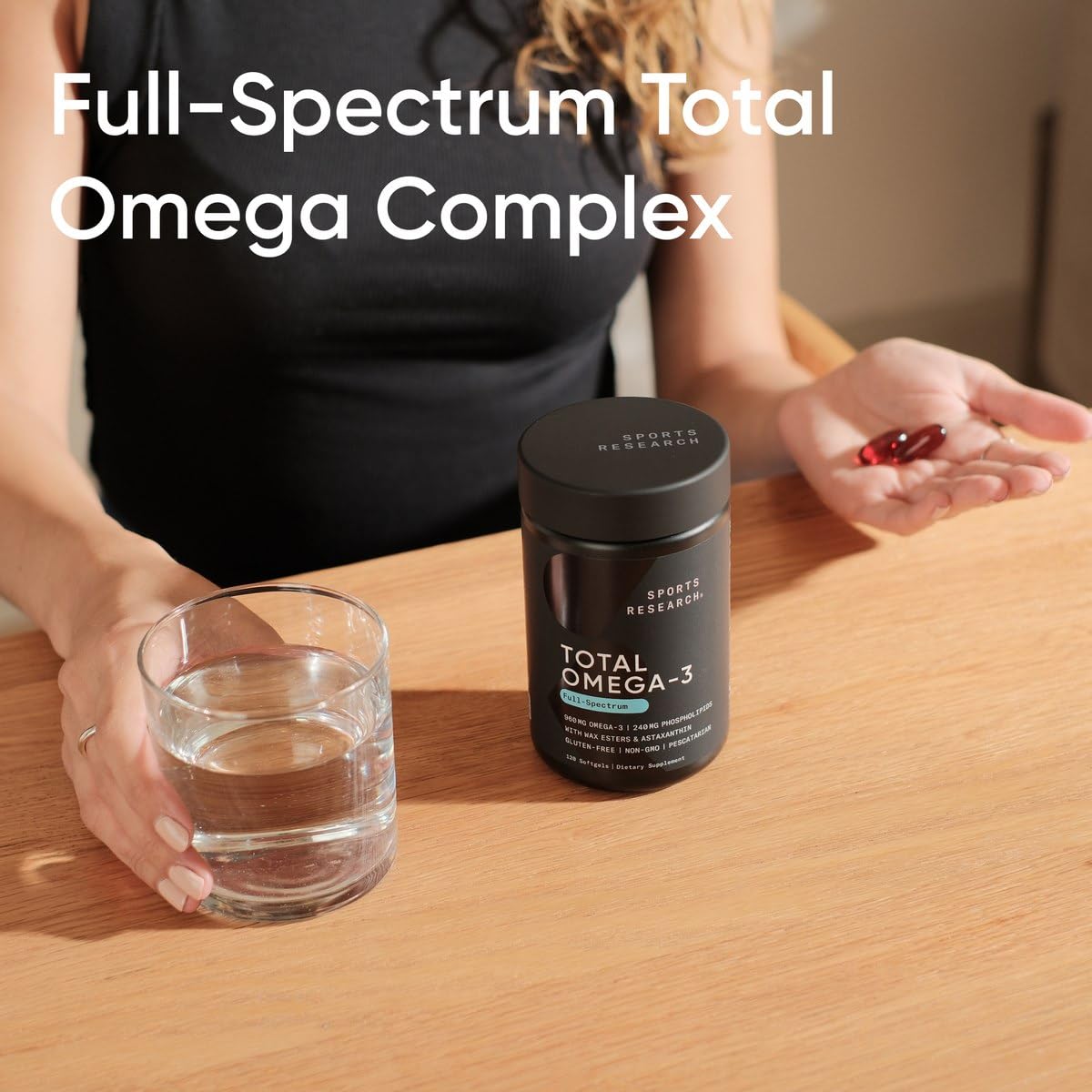 Sports Research Total Omega-3 Fish Oil from Wild Sockeye Salmon, Alaska Pollock, Antarctic Krill, Astaxanthin + Phospholipids & Wax Esters for Absorption | 960mg of EPA & DHA - Fresh Lemon Scent (120
