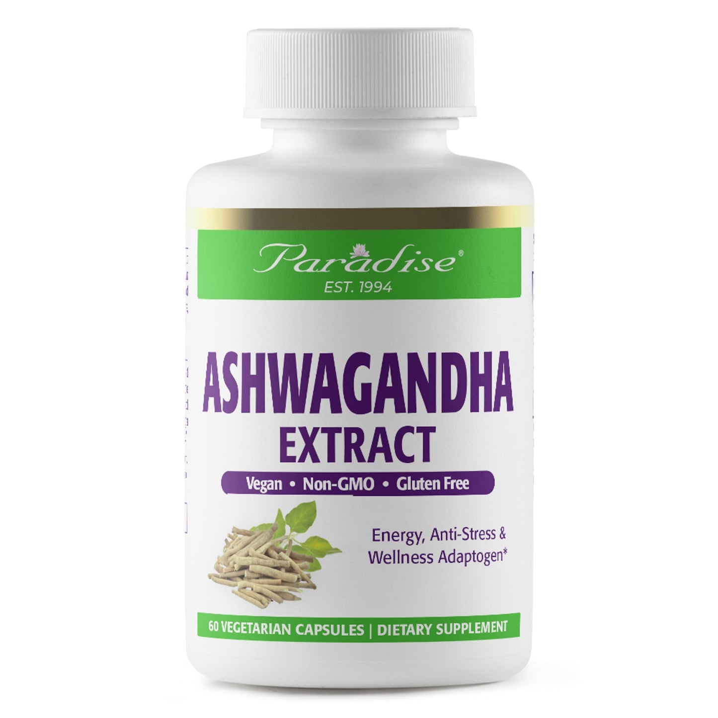 Paradise Herbs Organic Ashwagandha, Ayurvedic Adaptogen, Vegan, Non GMO, Gluten Free, 180 Vegetarian Capsules