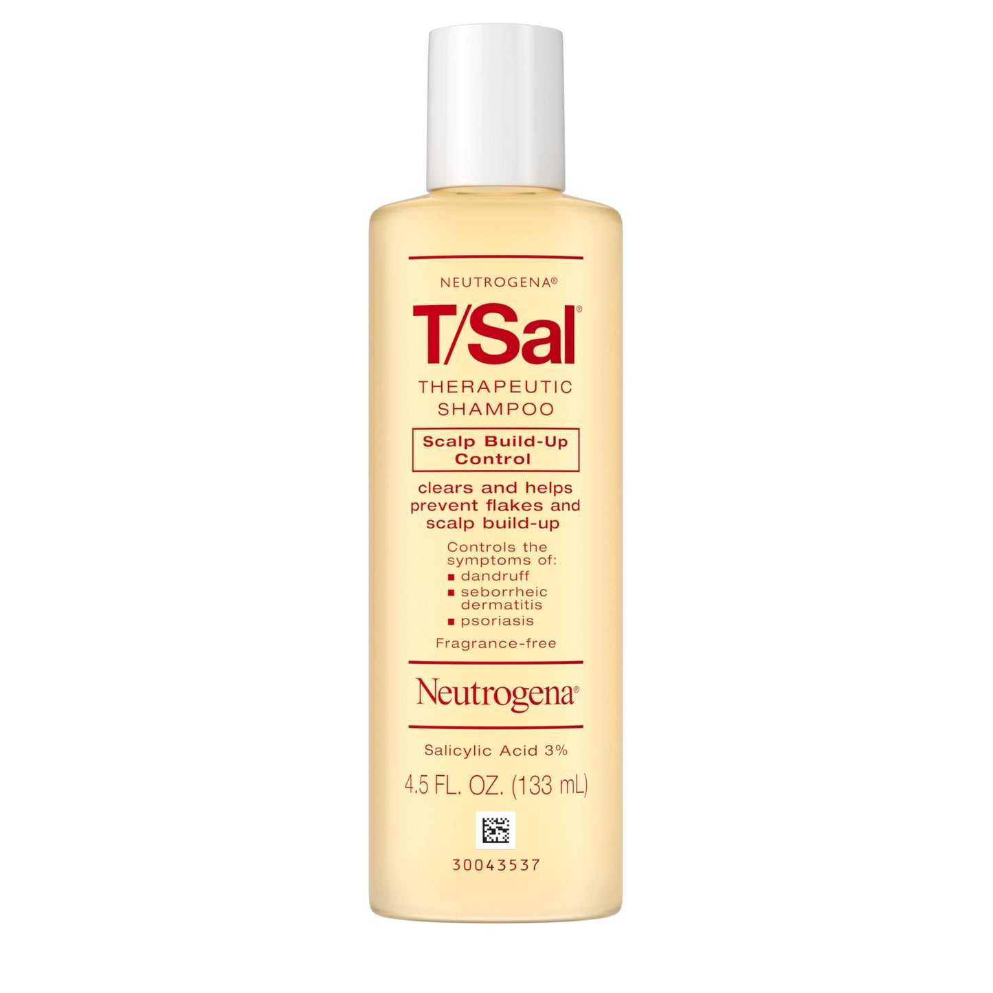 Neutrogena T/Sal Therapeutic Dandruff Shampoo, Scalp Build-Up Control, 3% Salicylic Acid, Scalp Psoriasis Treatment, Seborrheic Dermatitis Shampoo, Clears & Controls Flakes, Fragrance Free, 4.5 fl oz†