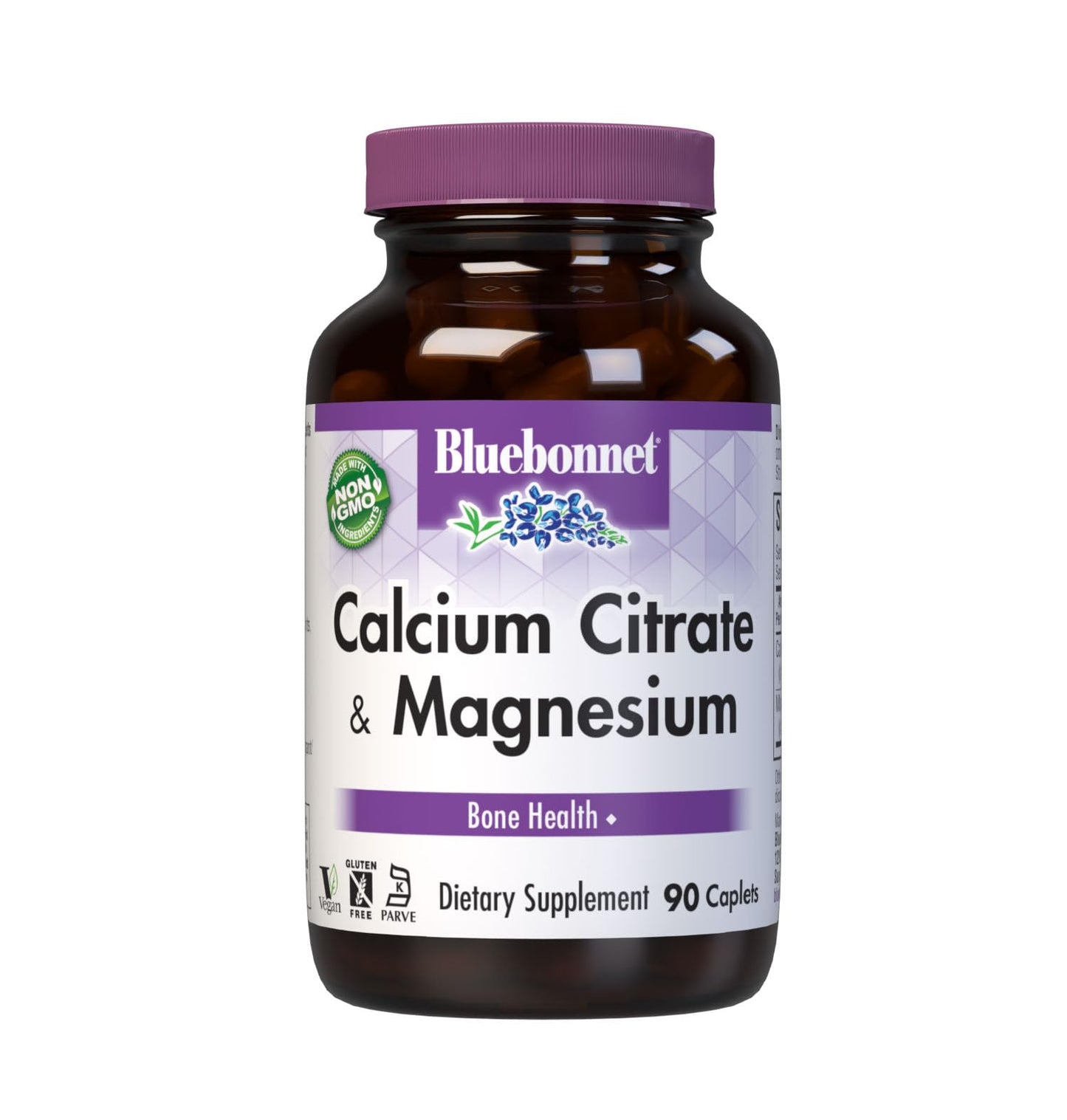 BlueBonnet Calcium Citrate Plus Magnesium Caplets, 90 Count