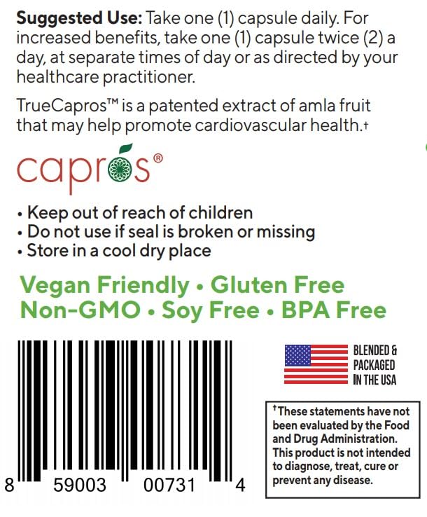 NatureCity True-Capros Amla Fruit Extract Supplement Polyphenol Antioxidant Power Supports Cardiovascular Heart Health (30 Veggie Capsules) Non-GMO Vegan Friendly and Soy Free