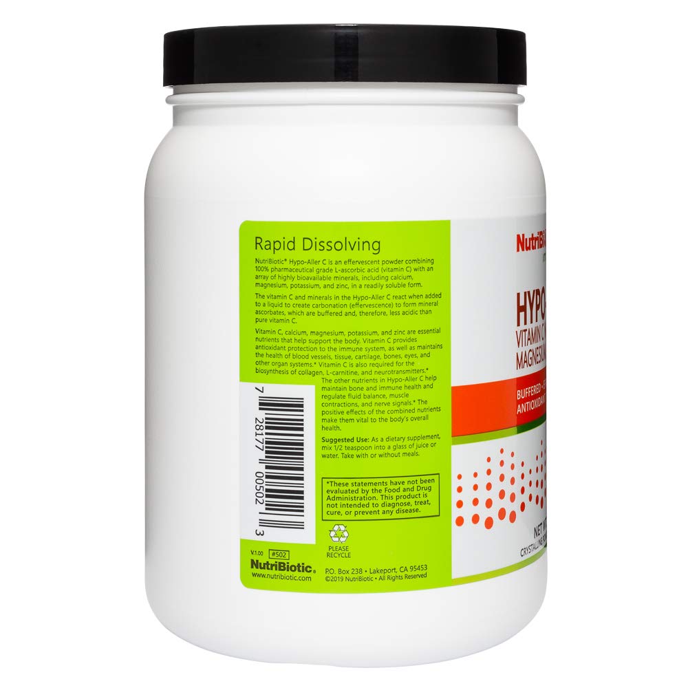 NutriBiotic - Hypo-Aller C Powder Vitamin C & Minerals, 2.2 Lb | 1300 Mg Vitamin C for Antioxidant & Collagen Support | Buffered with Calcium, Magnesium, Zinc & Potassium | Gluten & GMO Free