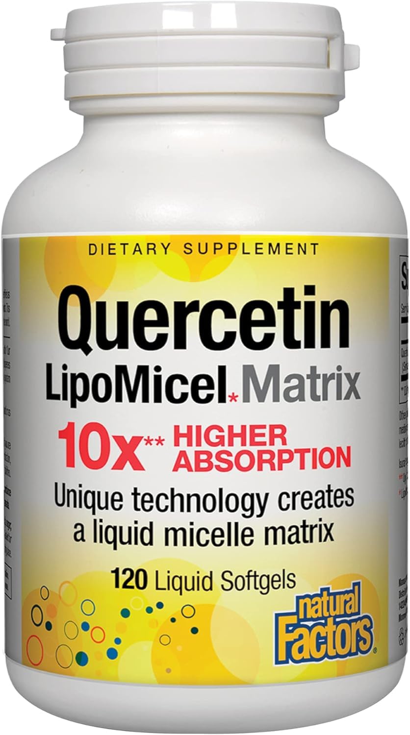 Natural Factors Quercetin LipoMicel Matrix for Superior Absorption, 120 Softgels