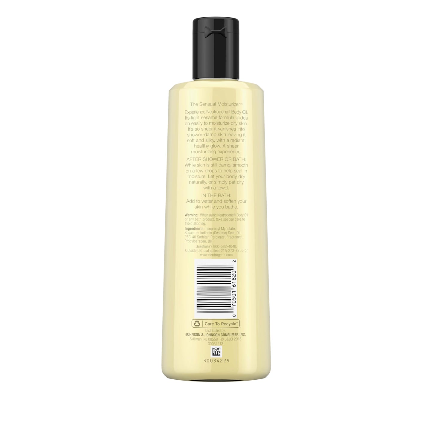 Neutrogena Body Oil Light Sesame Formula, 8.5 fl oz, Radiant Glow Moisturizer for Dry Skin, Bath & Shower Oil For Smooth and Hydrated Skin