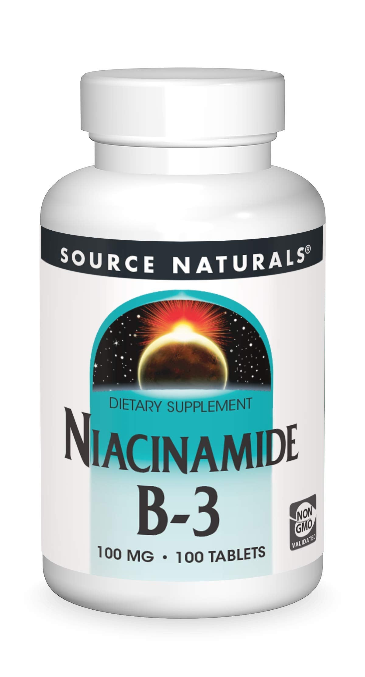 Pre-Order | Arrives in 5–10 Days – Source Naturals Niacinamide B-3, 100 mg Dietary Supplement - 100 Tablets