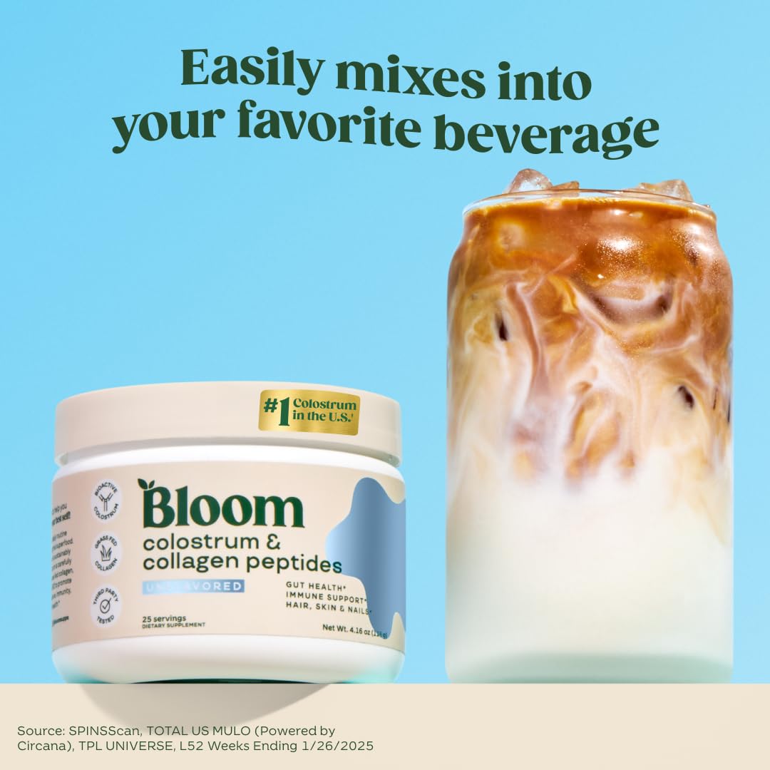 Pre-Order | Arrives in 5–10 Days –
Bloom Nutrition Bovine Colostrum Powder with Vitamin B-12 for Gut Health, Immune Support, Hair Growth & Beauty Supplement | Unflavored, 25 Servings