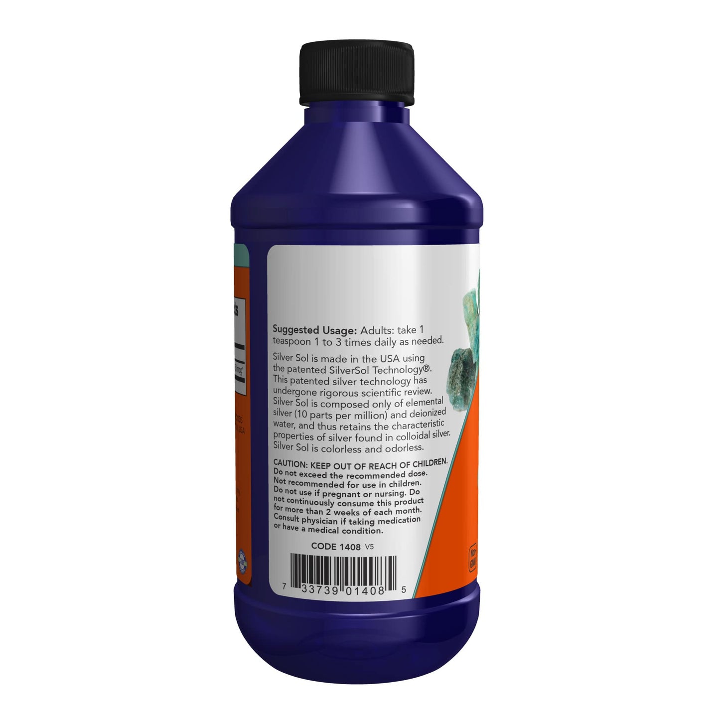 NOW Foods Supplements, Silver Sol 10 PPM with Elemental Silver and Deionized Water, Liquid, 8-Ounce