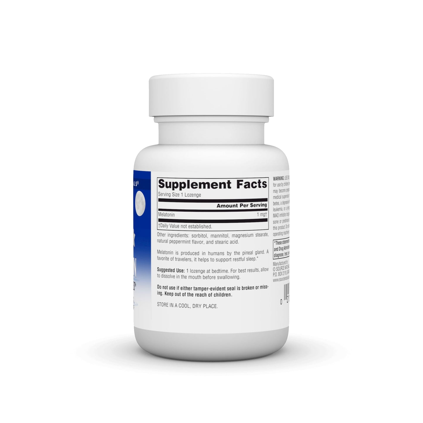 Pre-Order | Arrives in 5–10 Days – Source Naturals Melatonin 1 mg - 100 Peppermint Flavored Lozenges