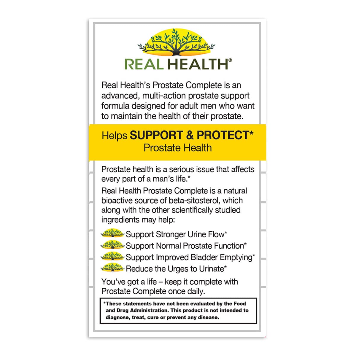 Real Health Prostate Complete - Prostate Supplements for Men, Prostate Health, Prostate Relief, Saw Palmetto for Men, One-per-Day Prostate Formula - 30 Count