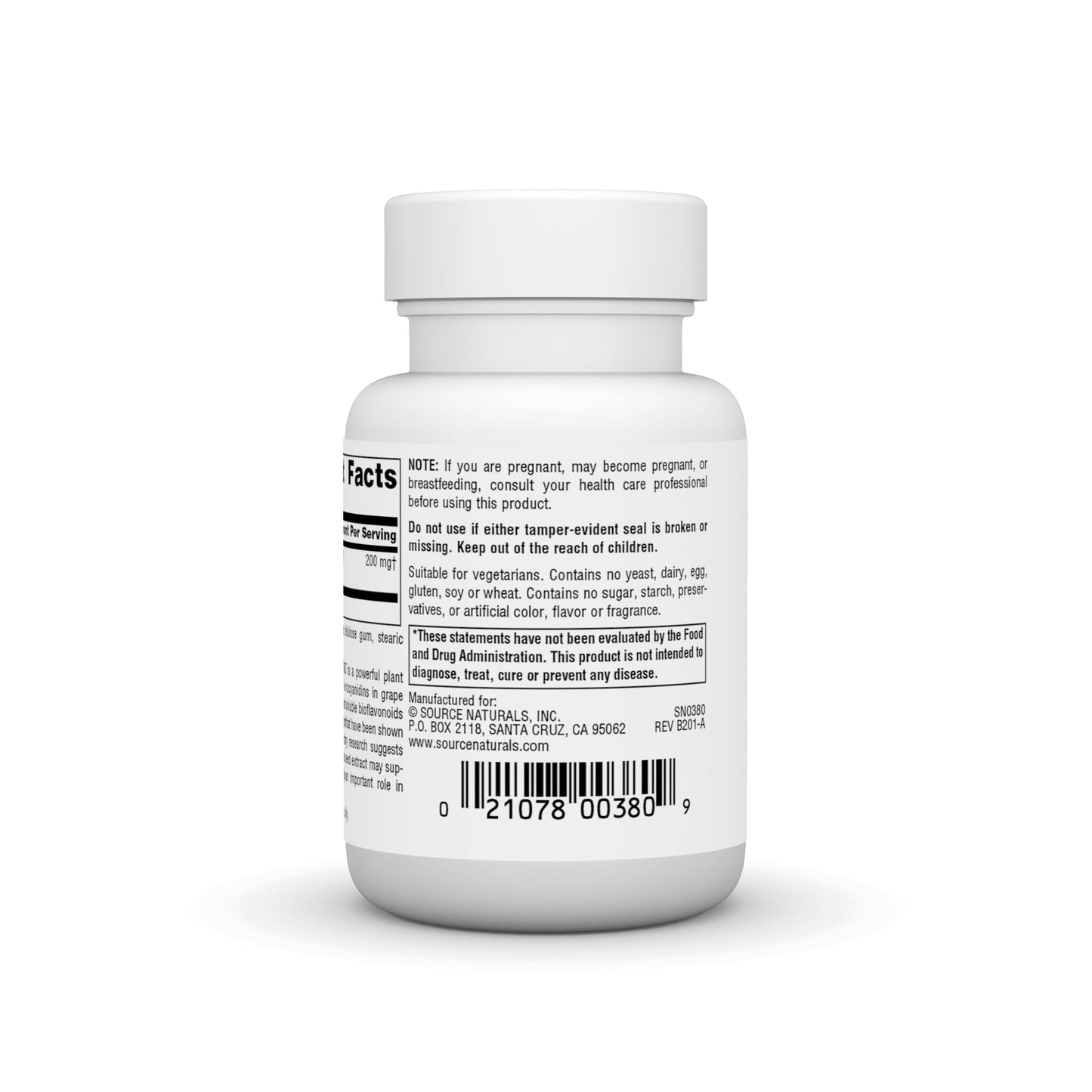 Source Naturals Grape Seed Extract, Proanthodyn 200 mg Antioxidant Protection & Supports Healthy Aging Brain - 30 Tablets