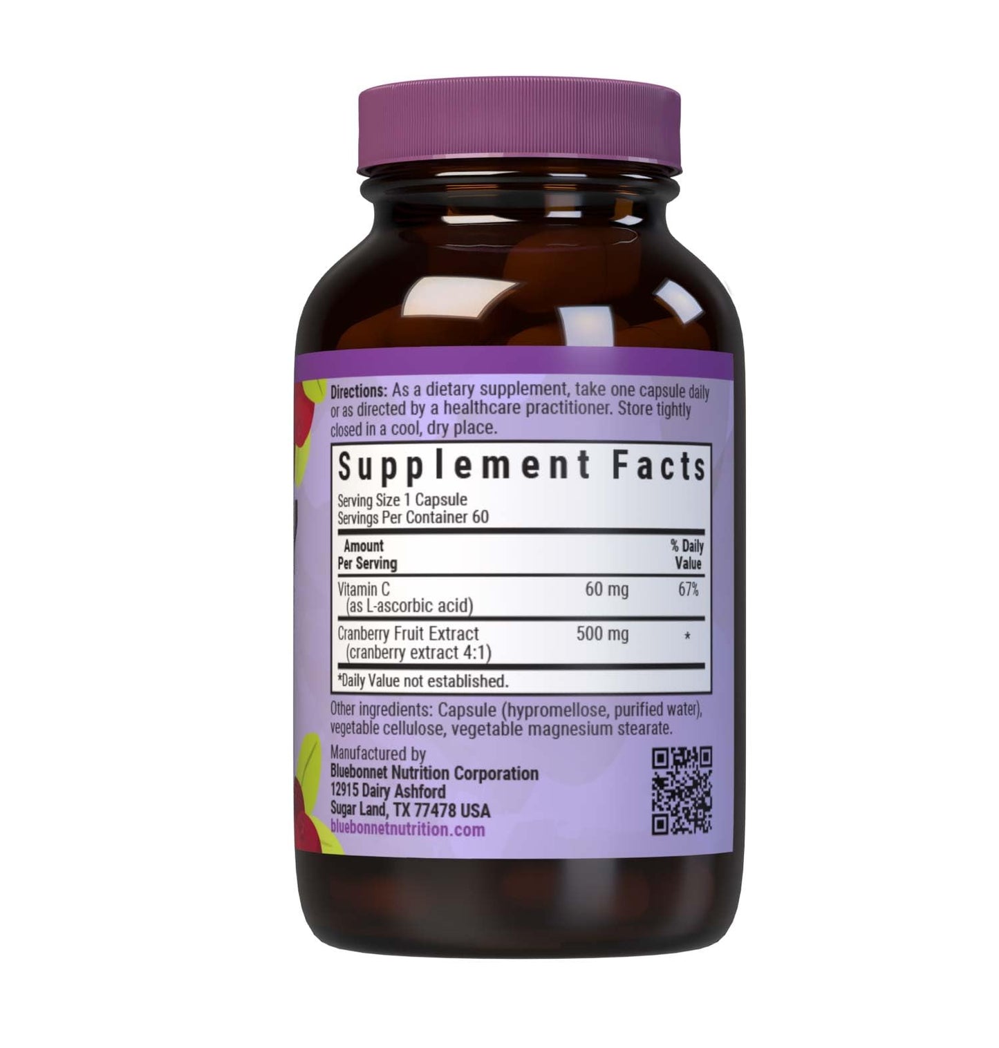 Bluebonnet Nutrition Cranberry Fruit Extract, Urinary Tract Support*, Non-GMO, Kosher-Certified, Vegan, Gluten-Free, Soy-Free, Dairy-Free, 60 Vegetable Capsules, 60 Servings