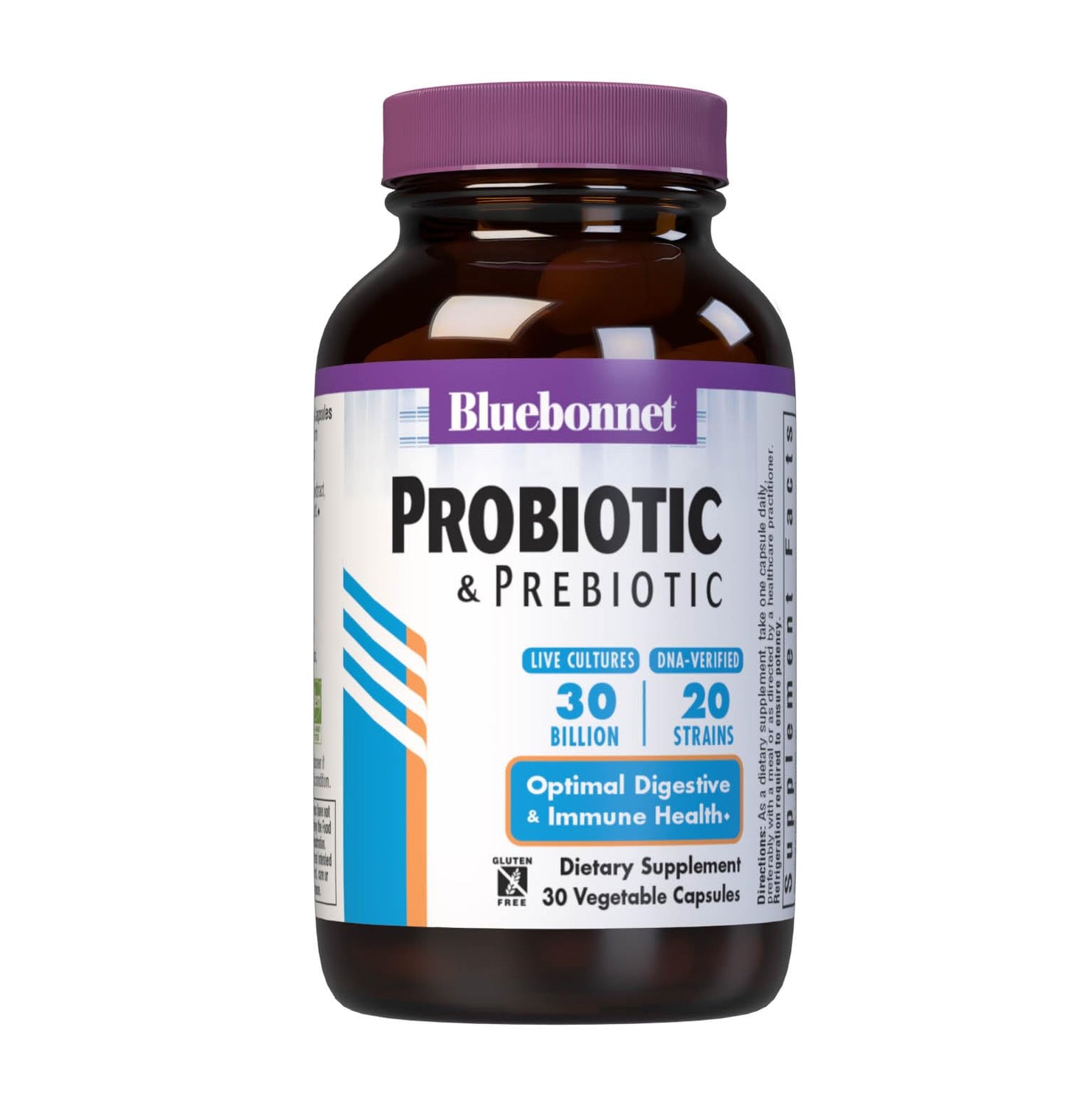 Bluebonnet Nutrition Probiotic and Prebiotic, 30 Billion CFU Per Serving, Supports Immune & Aids in Digestive Health, Gluten-Free, Non-GMO, 30 Count