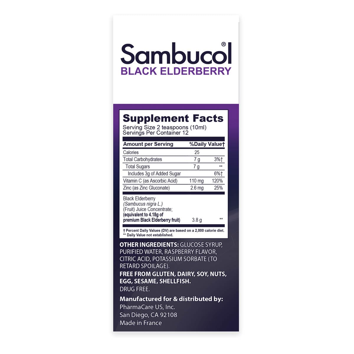 Sambucol Advanced Black Elderberry Syrup - Elderberry with Zinc and Vitamin C for Adults, Sambucus Elderberry Syrup, Elderberry Liquid - 4 Fl Oz