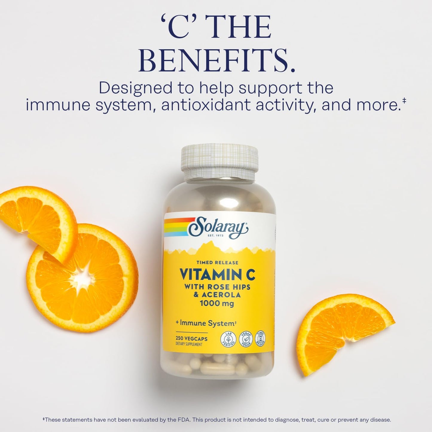 Pre-Order | Arrives in 5–10 Days – SOLARAY Vitamin C with Rose HIPS & Acerola | Two-Stage Timed-Release Formula | 1000mg | 24-Hour Immune Support & Antioxidant Supplement | 250 Ct.