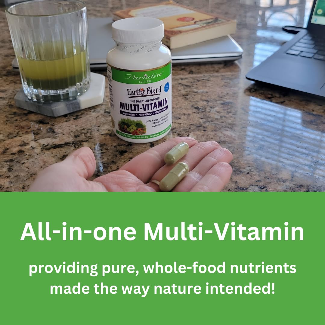Pre-Order | Arrives in 5–10 Days – Paradise Herbs Earth's Blend Once Daily Multivitamin for Men, No Iron, 48 Organic Superfoods, Probiotics, and Vitamins A, B12, C, D, K2, 60 Count