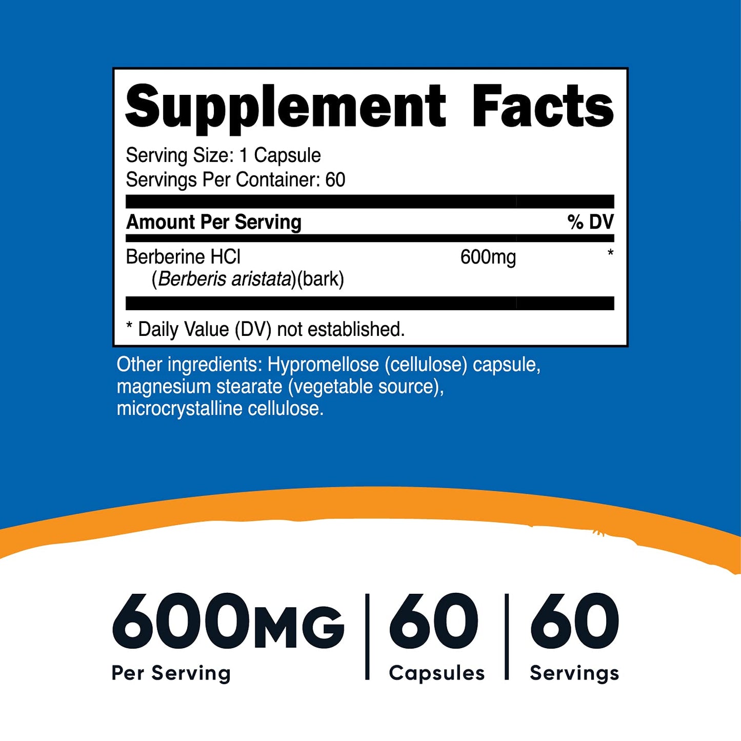 Nutricost Berberine HCl 600mg, 60 Capsules (2 Bottles) - Gluten Free, Veggie Caps, Non-GMO