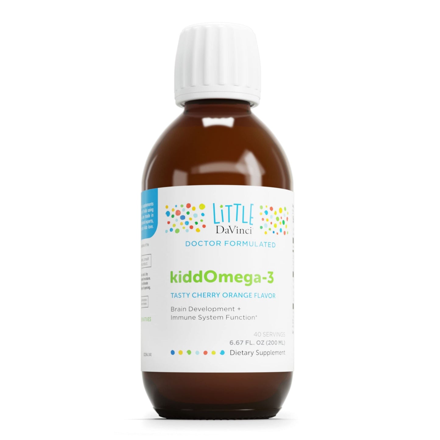 Pre-Order | Arrives in 5–10 Days – DAVINCI Labs kiddOmega-3 - Liquid Omega-3 Supplement for Kids - for Immune System, Focus and Brain Support* - with Monk Fruit, DHA, EPA and More - Cherry Orange Flavor - 200mL