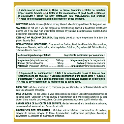 Nature's Bounty Magnesium 500 mg Plus Electrolytes, 150 Tablets (Package May Vary)