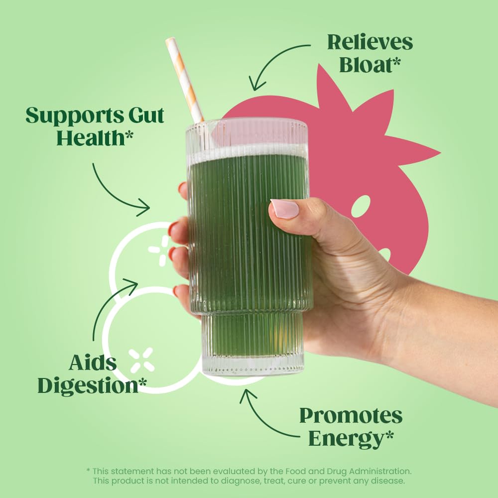 Pre-Order | Arrives in 5–10 Days –
Bloom Nutrition Superfood Greens Powder, Digestive Enzymes with Probiotics and Prebiotics, Gut Health, Bloating Relief for Women, Chlorella, Green Juice Mix with Beet Root Powder, 25 SVG, Berry