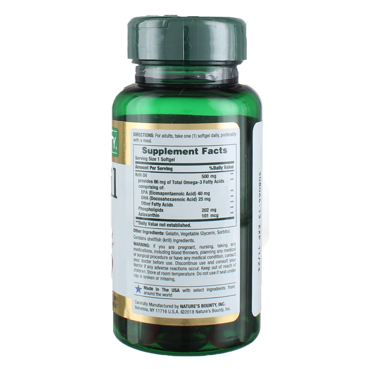 Nature's Bounty Krill Oil, Heart Health, Dietary Supplement, 500mg, Rapid Release Softgels, 30 count