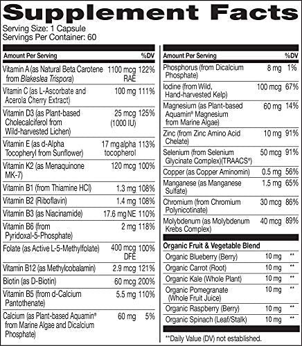 NATURELO One Daily Multivitamin for Men 50+ - with Vitamins & Minerals + Organic Whole Foods - Supplement to Boost Energy, General Health - Non-GMO - 120 Capsules - 4 Month Supply