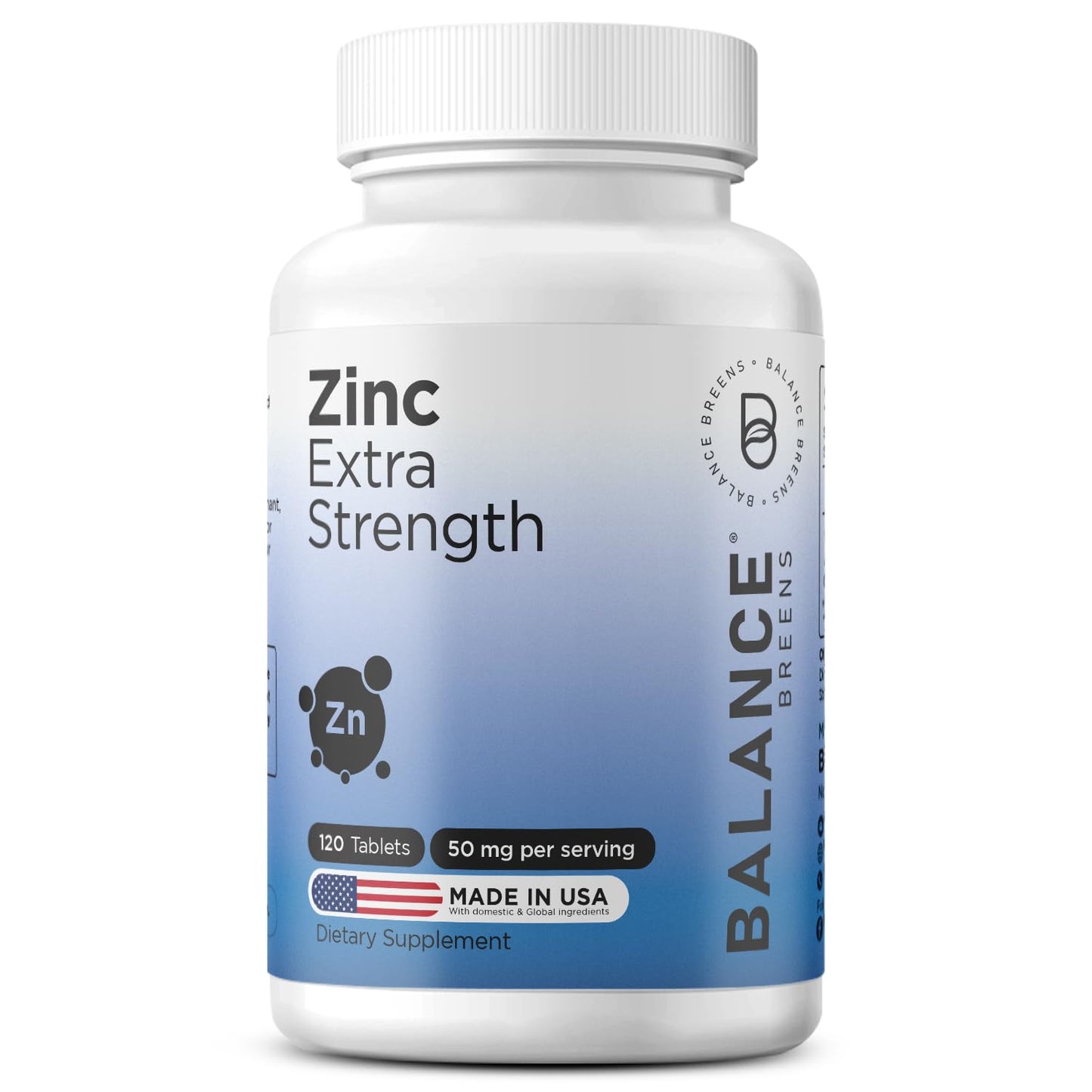 Zinc 50mg, 120 Vegetarian Tablets - Immune Support, Promotes Skin Health & Wound Healing, Extra Strength, Ultra-Absorbable