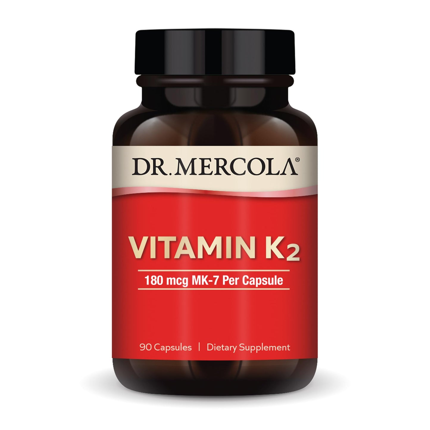 Dr. Mercola Vitamin K2-180 mcg Vitamin K2 as MK-7 - Supports Healthy Arterial Function & Heart Health - Non-GMO, Gluten-Free & Dairy-Free - 90 Capsules (90 Servings)