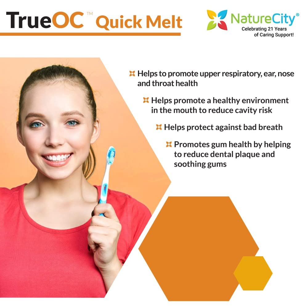 NatureCity TrueOC Oral Probiotics for Teeth and Gums with Aloe Vera | Fights Bad Breath in Adults & Children & Improves Upper Respiratory Health | Dental Probiotic Ft. BLIS K12 BLIS M18 Lozenges (30)