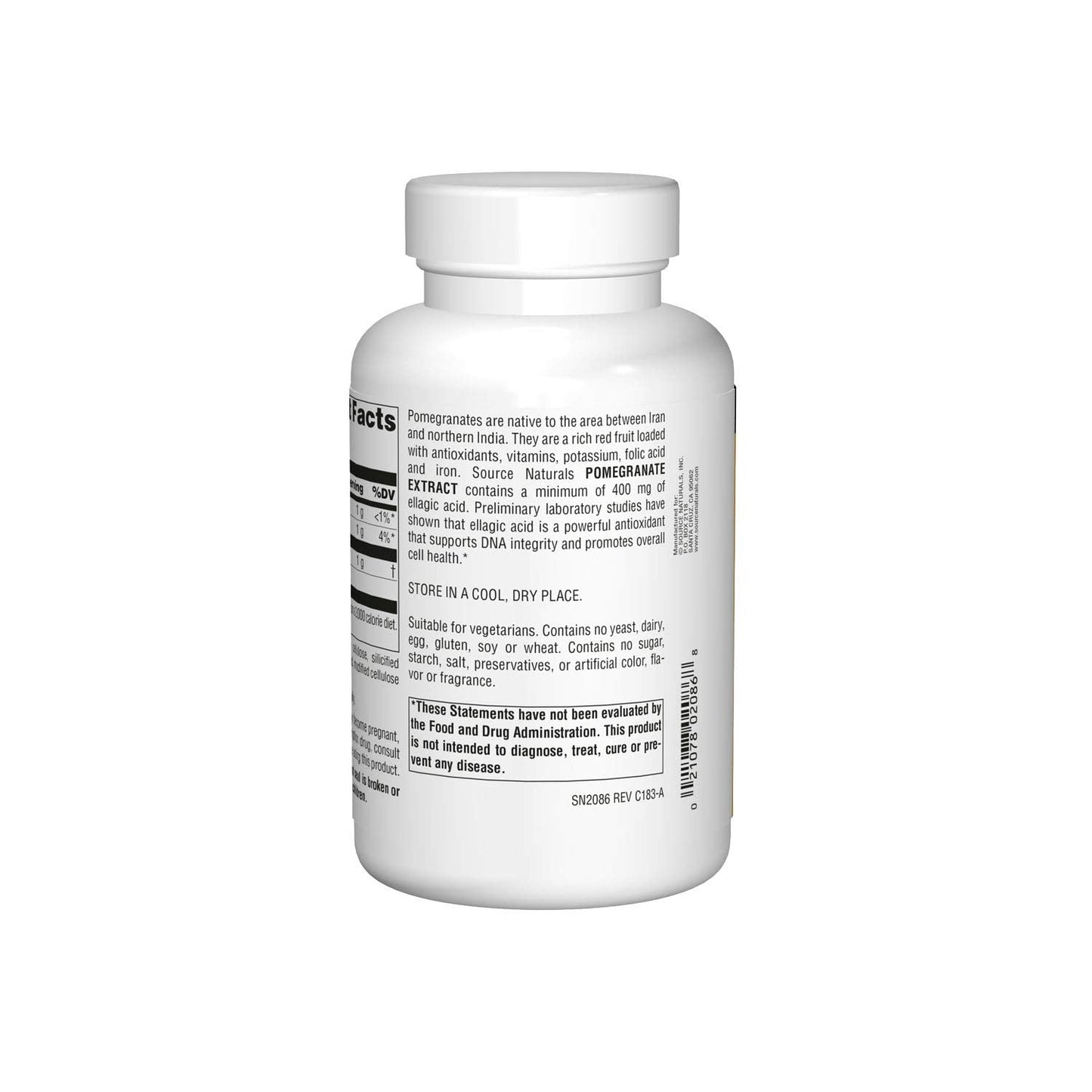 Pre-Order | Arrives in 5–10 Days – Source Naturals Pomegranate Extract, Antioxidant and DNA Health*, 500 mg | Vegetarian Friendly Pomegranate Fruit Extract Yielding 400 mg Ellagic Acid & Dietary Fiber - 240 Tablets
