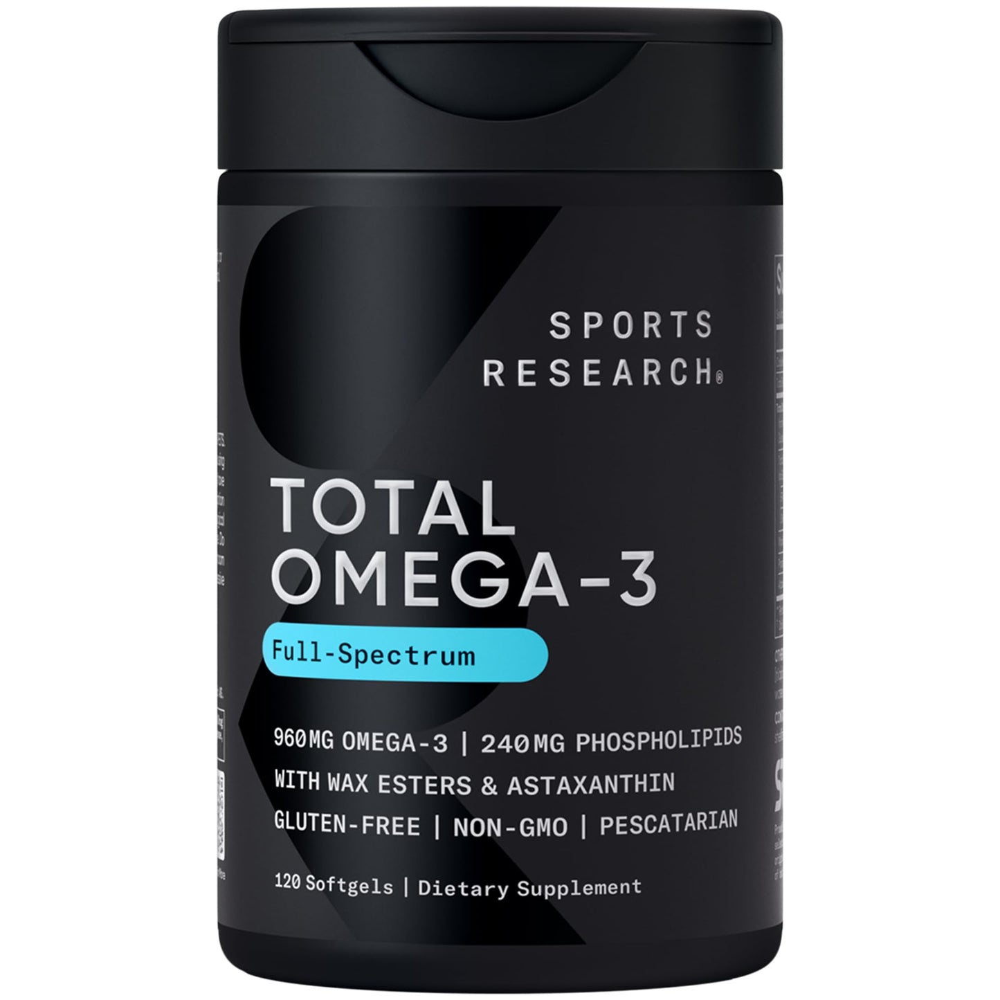 Sports Research Total Omega-3 Fish Oil from Wild Sockeye Salmon, Alaska Pollock, Antarctic Krill, Astaxanthin + Phospholipids & Wax Esters for Absorption | 960mg of EPA & DHA - Fresh Lemon Scent (120